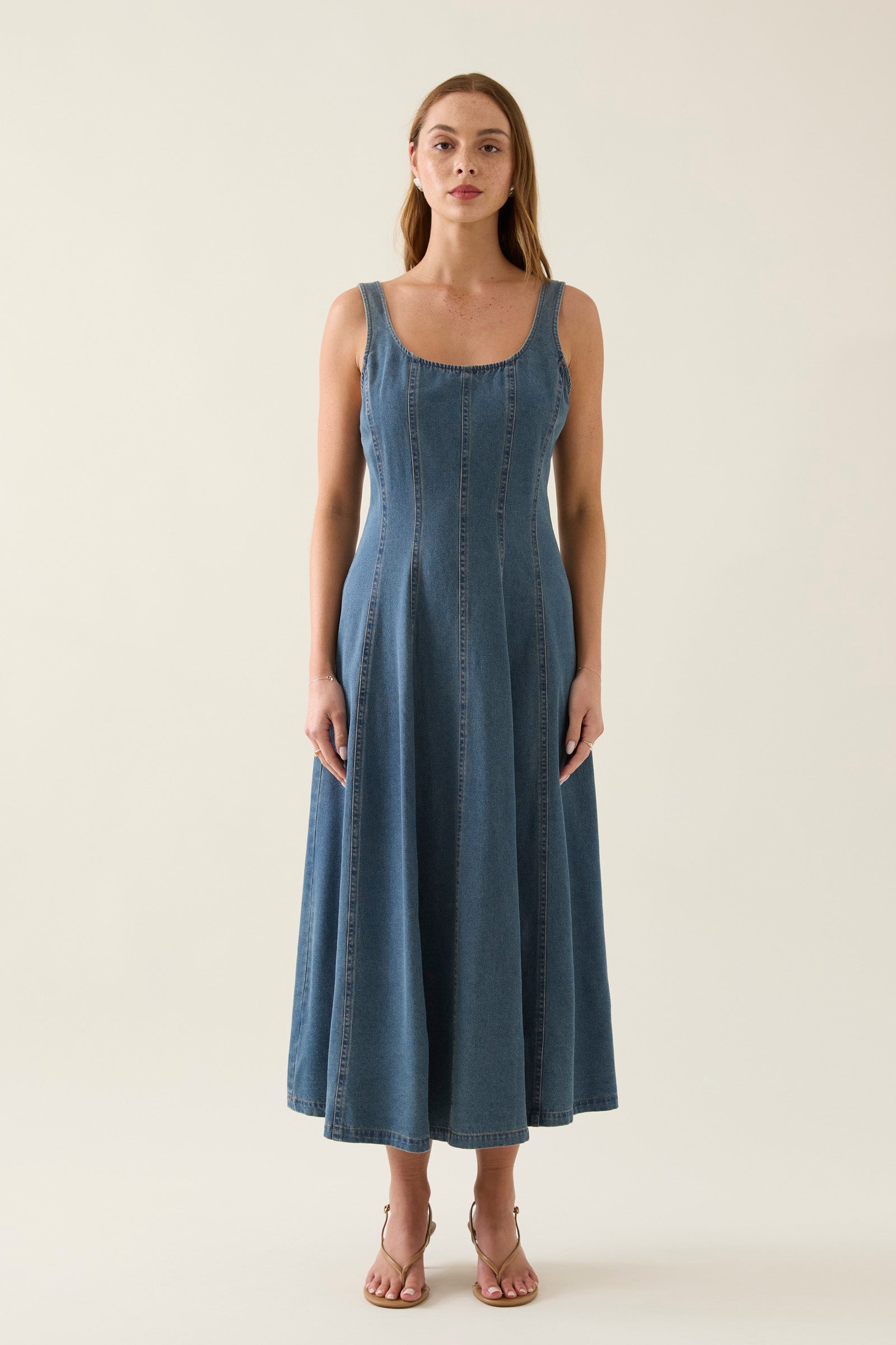 Collection of Isle Of Mine Sophie Denim Tank  Dress - Drift in a gallery layout