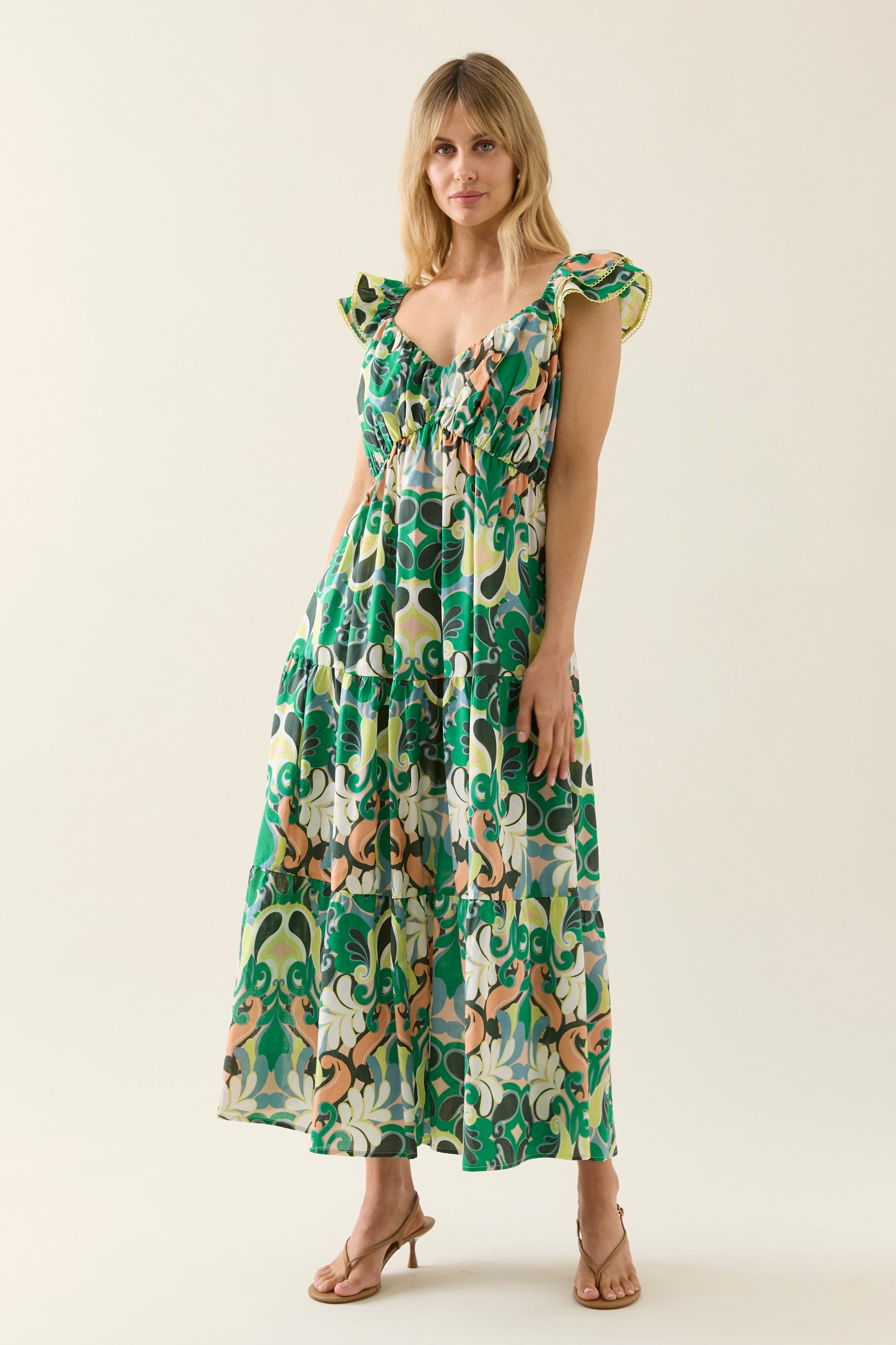 Collection of Isle Of Mine Aurora Frill Tank Dress - Paisley Print in a gallery layout