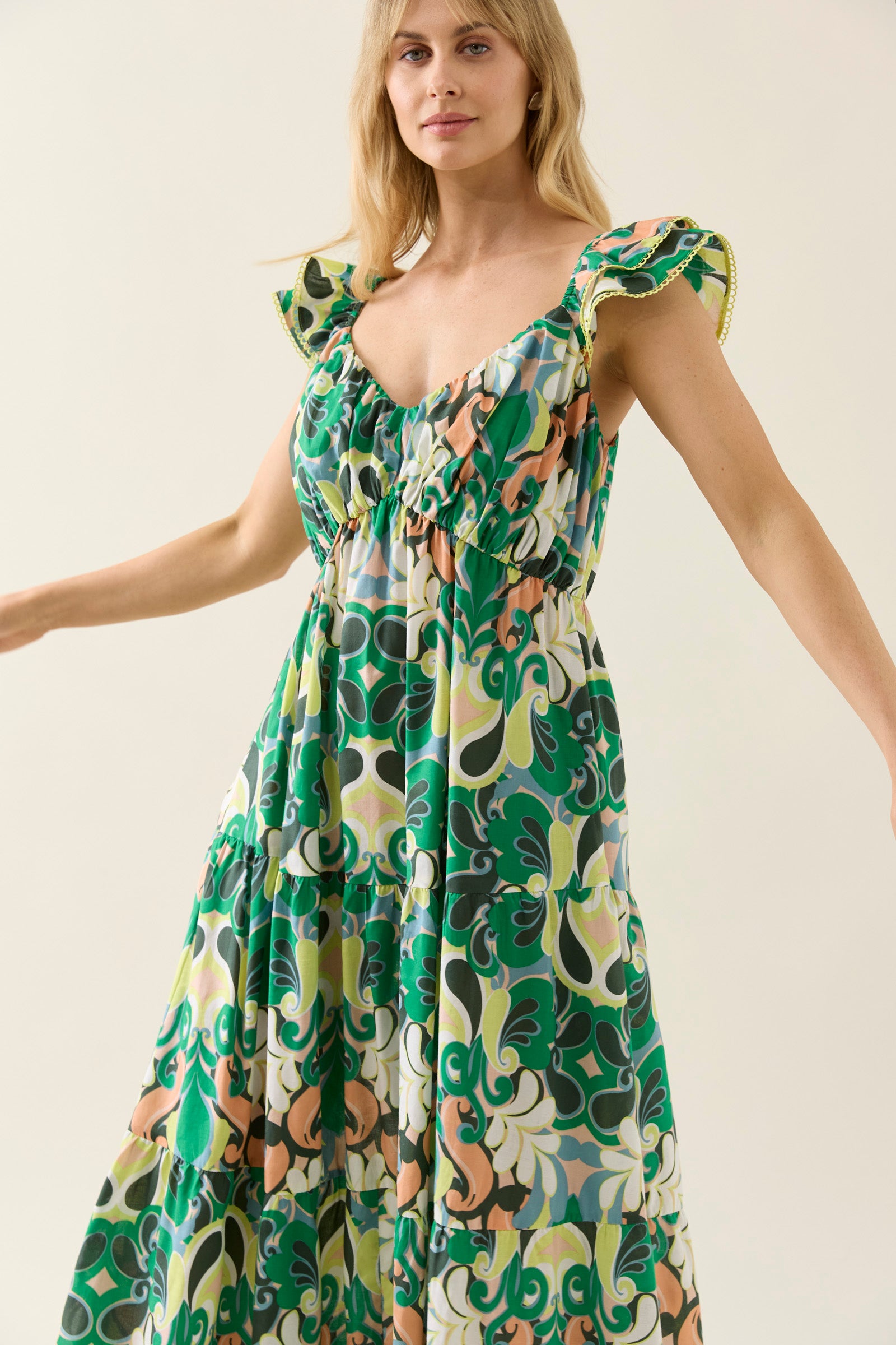 Collection of Isle Of Mine Aurora Frill Tank Dress - Paisley Print in a gallery layout