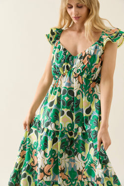 Collection of Isle Of Mine Aurora Frill Tank Dress - Paisley Print in a gallery layout