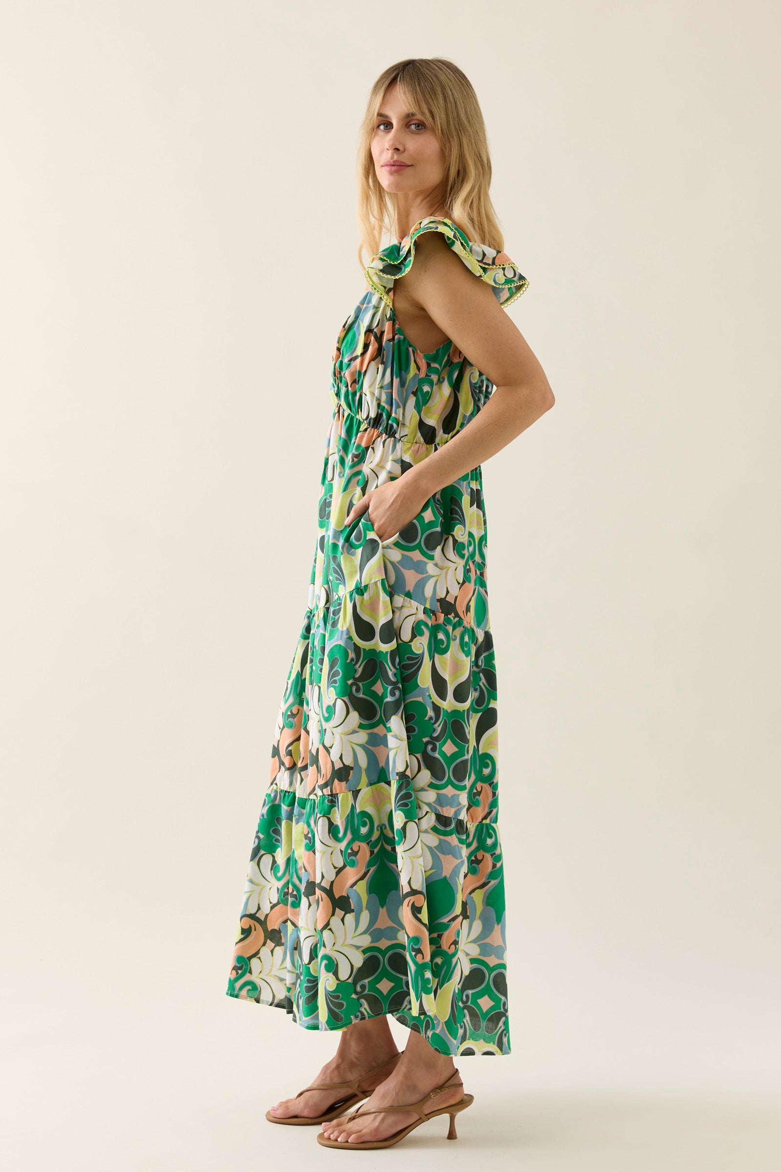 Collection of Isle Of Mine Aurora Frill Tank Dress - Paisley Print in a gallery layout