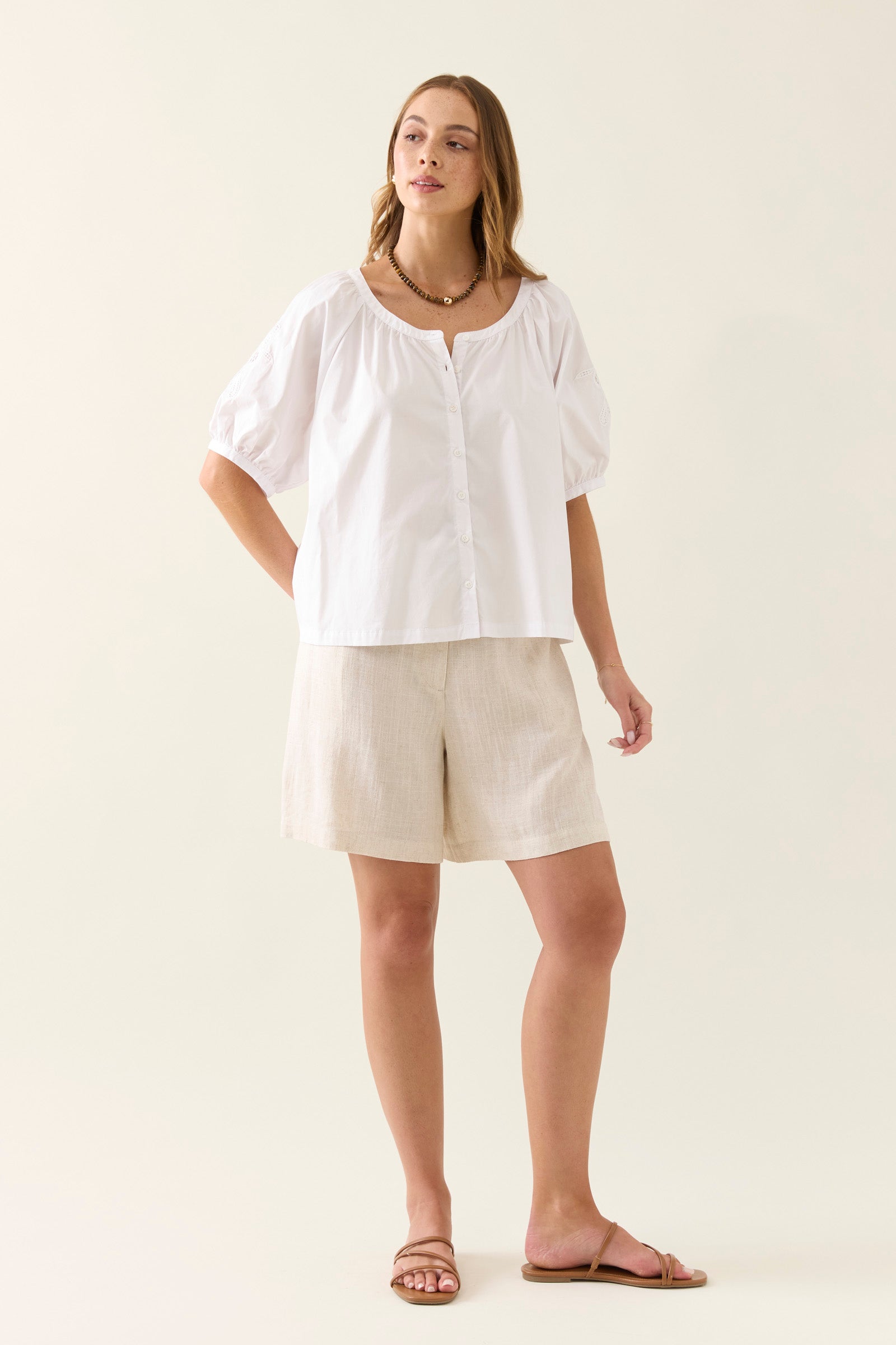 Collection of Isle Of Mine Nilsa Button Top - Lotus in a gallery layout