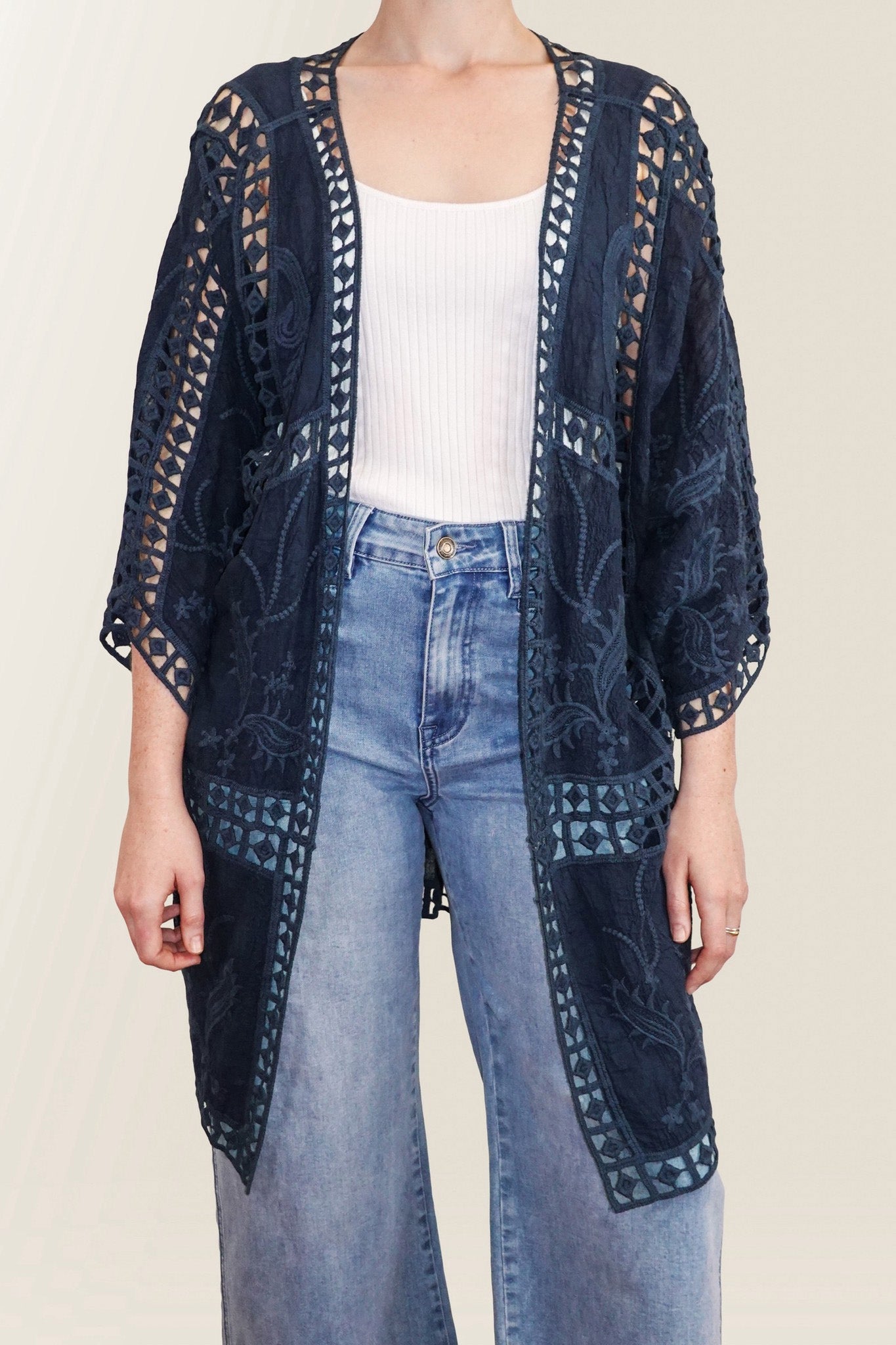 Isle Of Mine Oline Lace Kimono - Navy