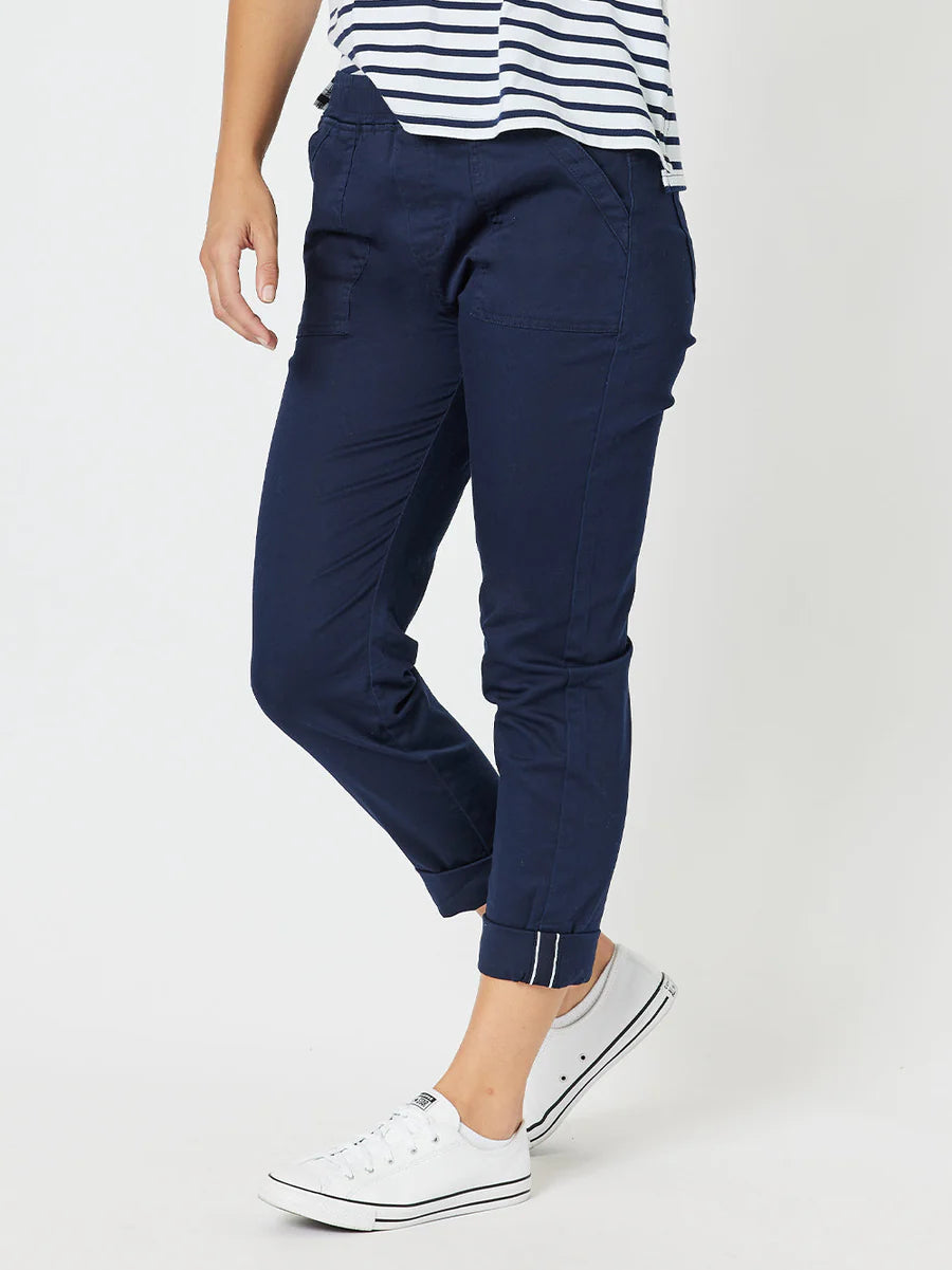 Threadz Isabella Cotton Pant- Navy