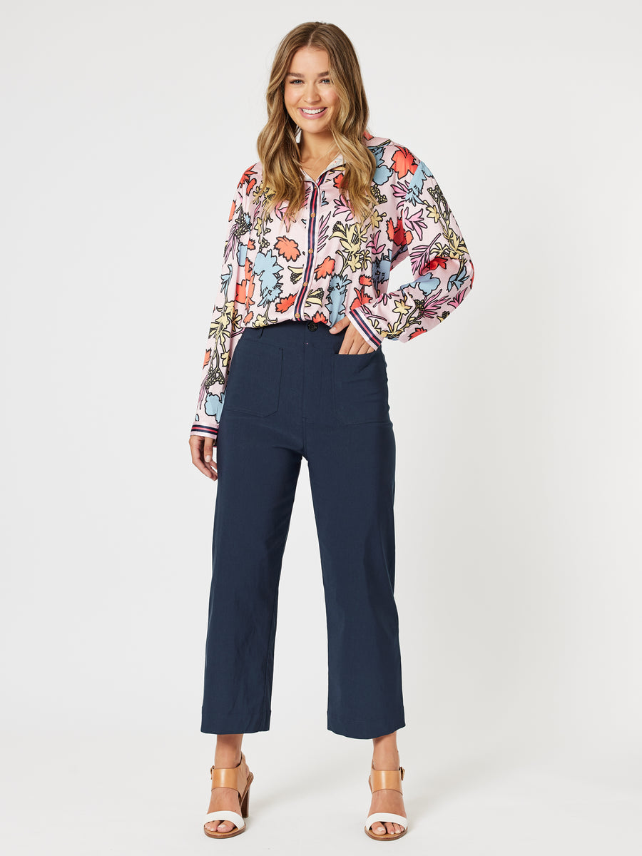 Threadz Marine Wide Leg Pant - Navy
