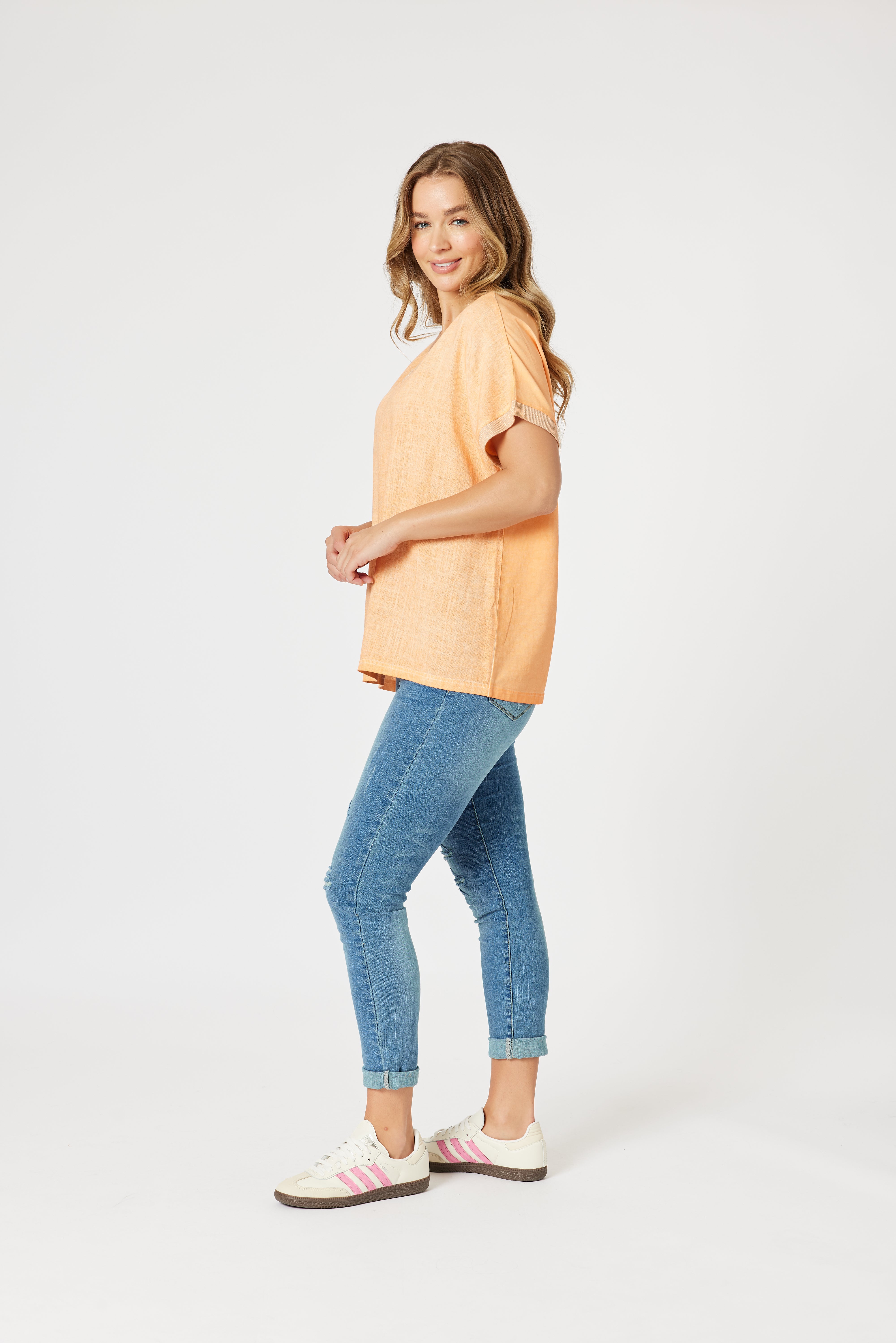 Collection of Threadz Sienna Top - Washed Orange in a gallery layout
