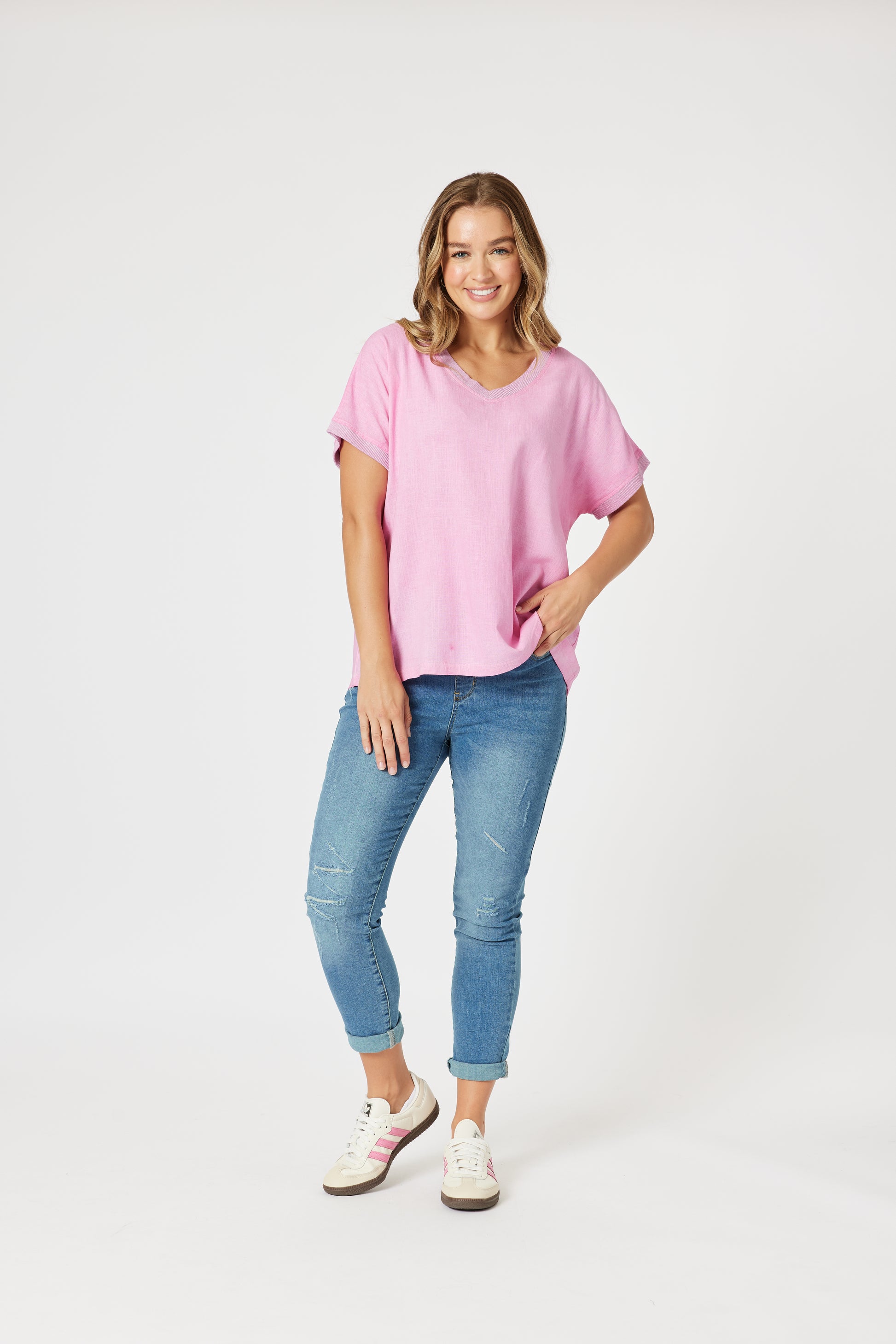 Threadz Sienna Top - Washed Pink