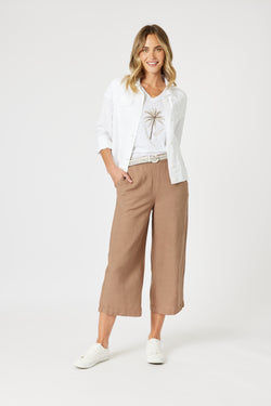 Collection of Gordon Smith Lino Wide Leg pant - Nutmeg in a gallery layout