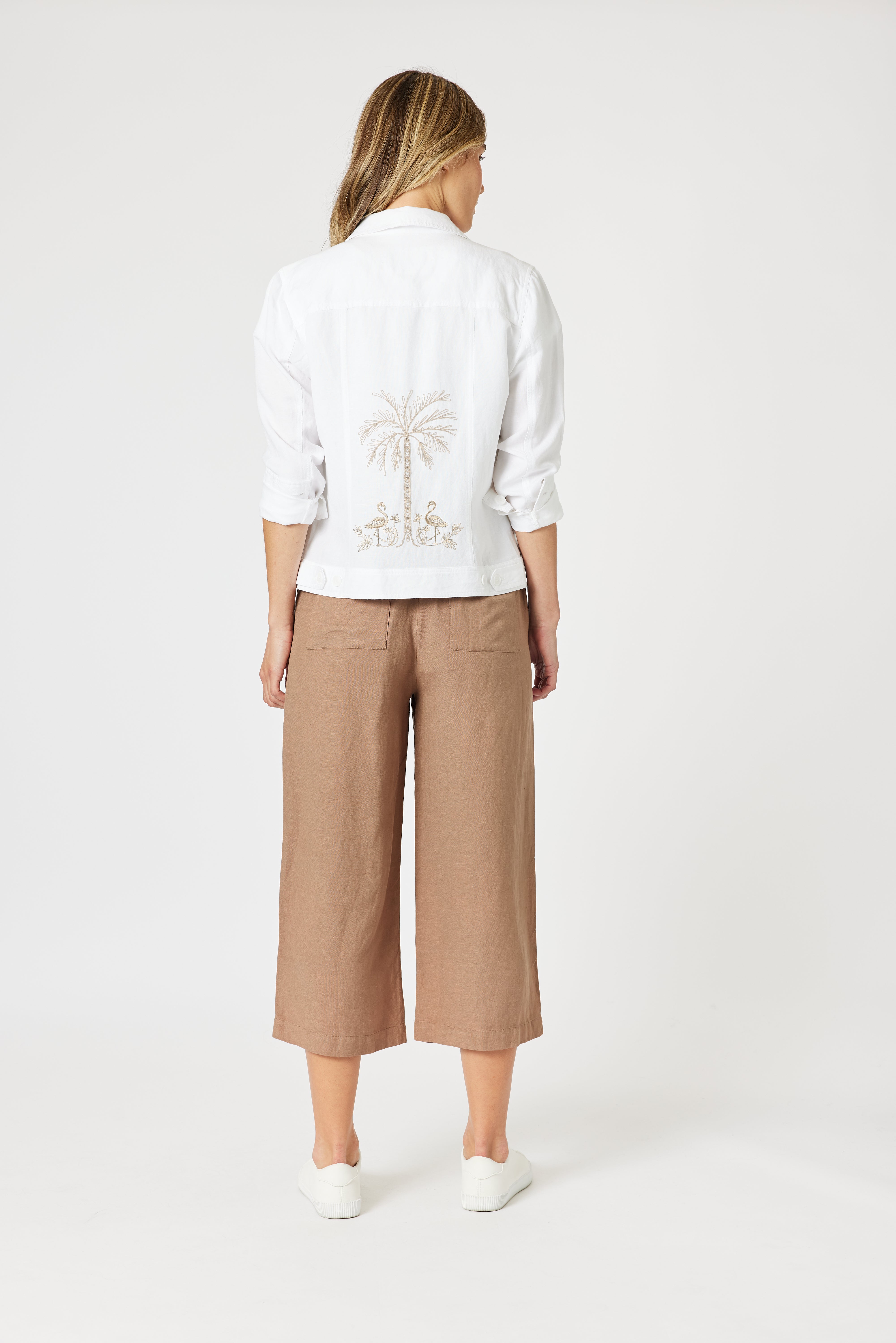 Collection of Gordon Smith Lino Wide Leg Pant - Nutmeg in a gallery layout