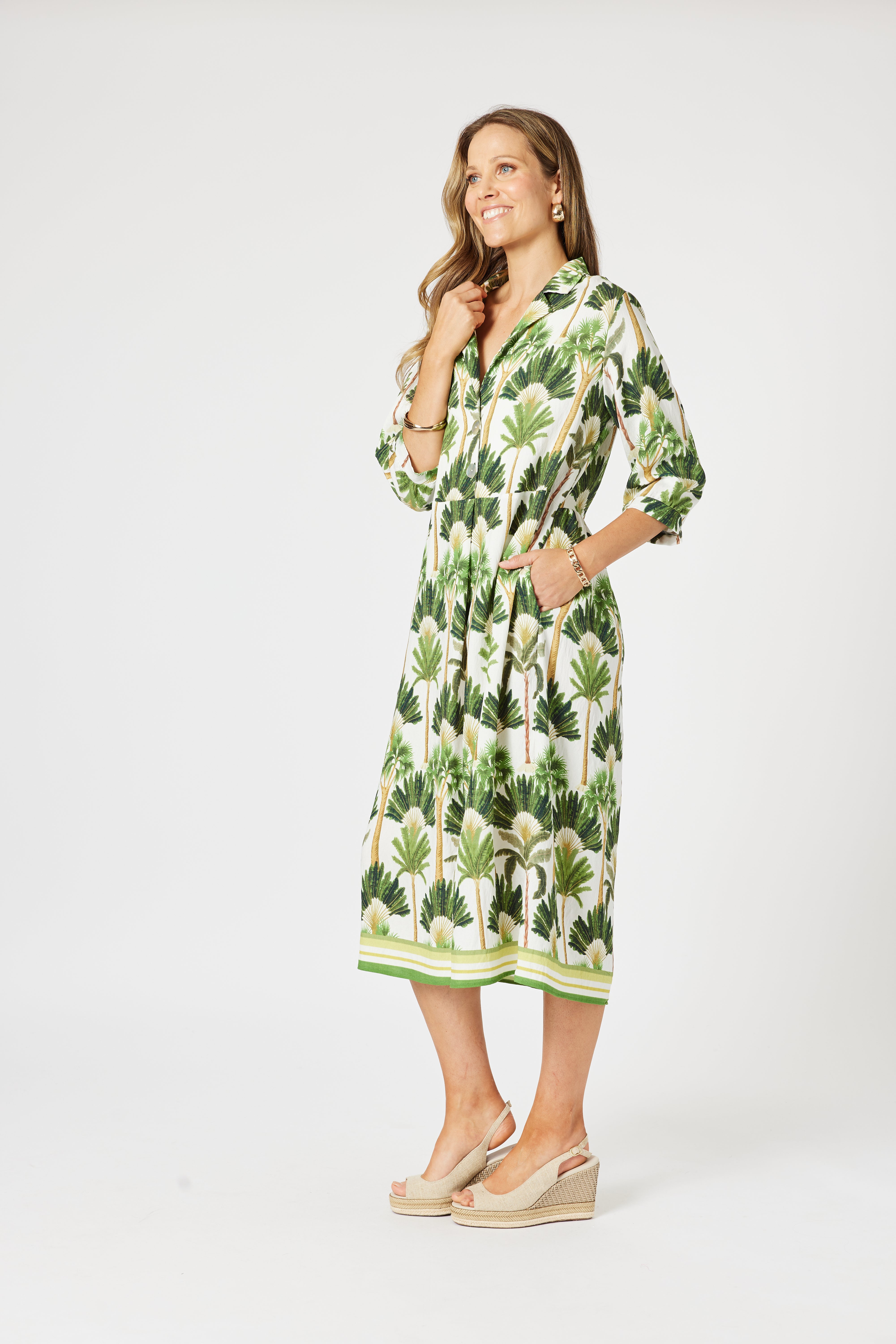 Collection of Clarity Amazon Dress - Green/ Multi in a gallery layout