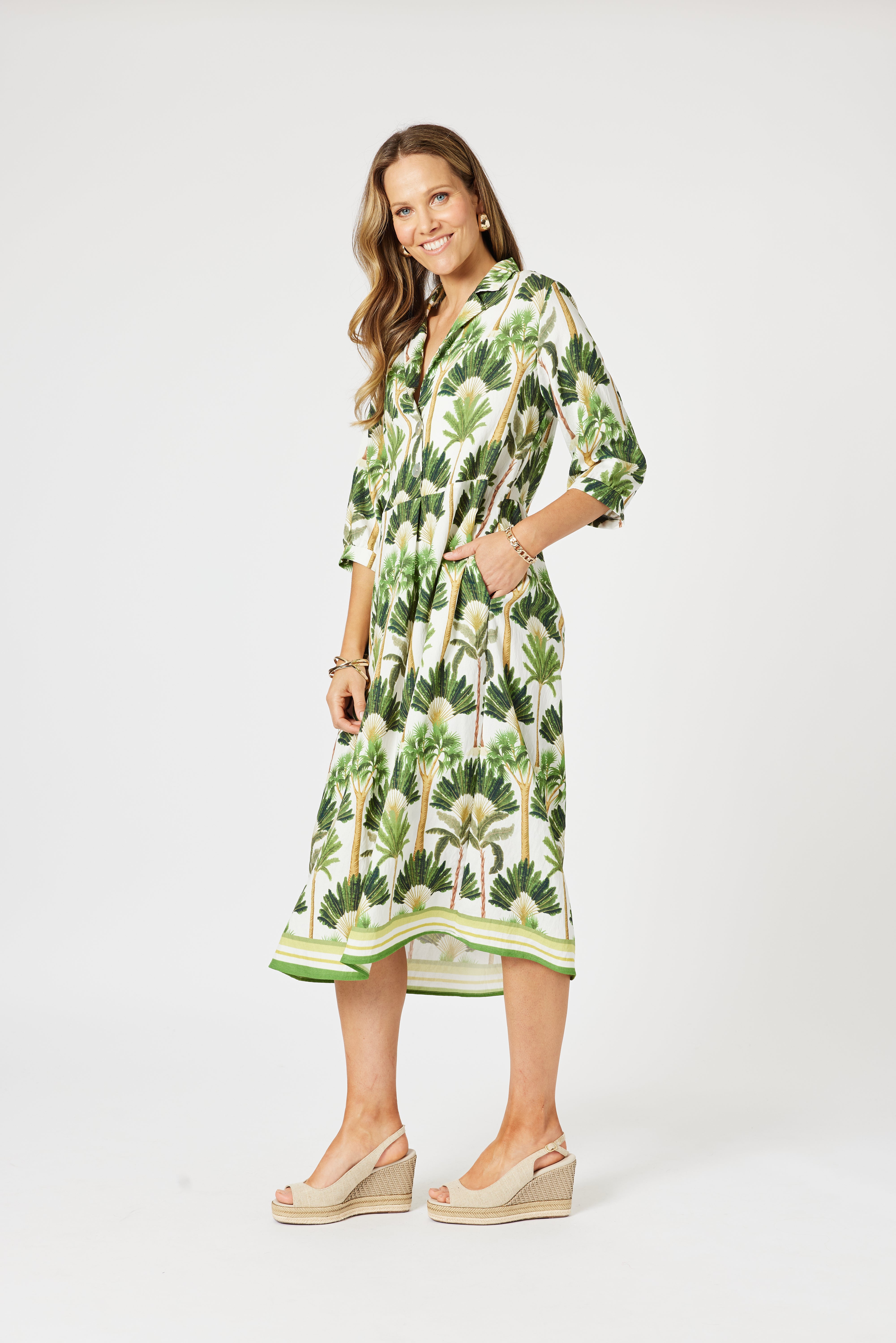 Collection of Clarity Amazon Dress - Green/ Multi in a gallery layout