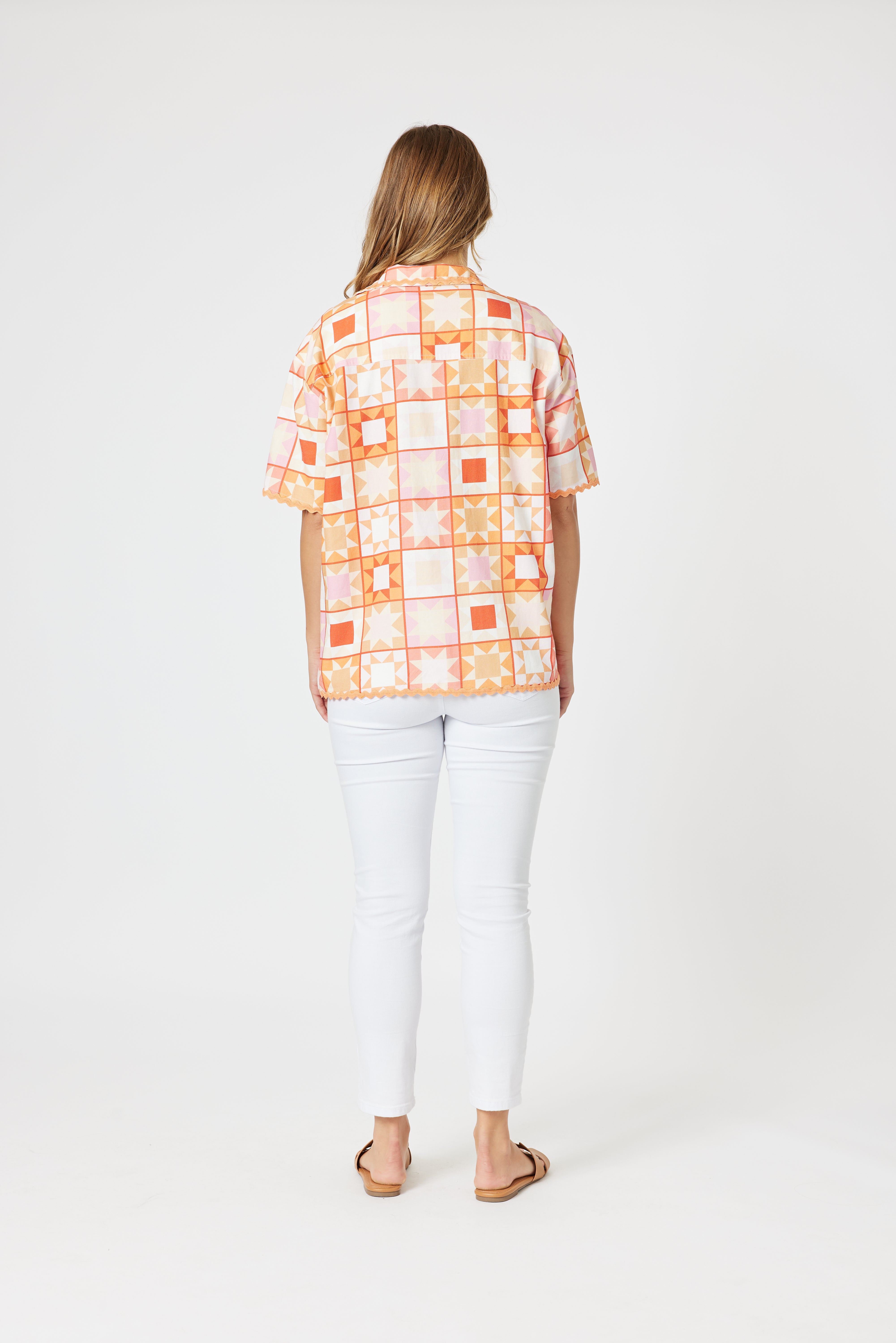 Collection of Threadz Corfu Print Shirt - Mango Multi in a gallery layout