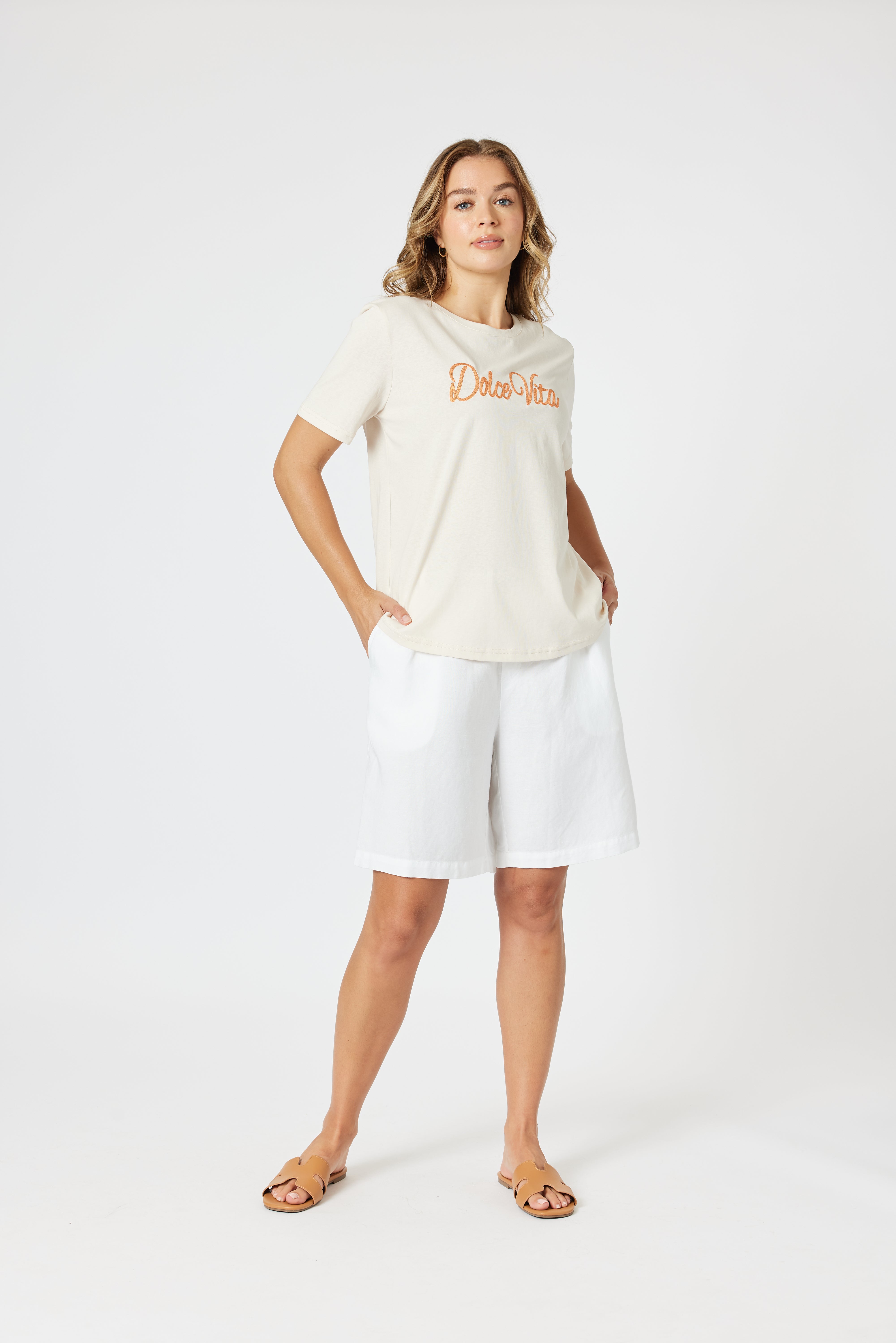 Collection of Threadz Dolce Vita Tee - Natural in a gallery layout