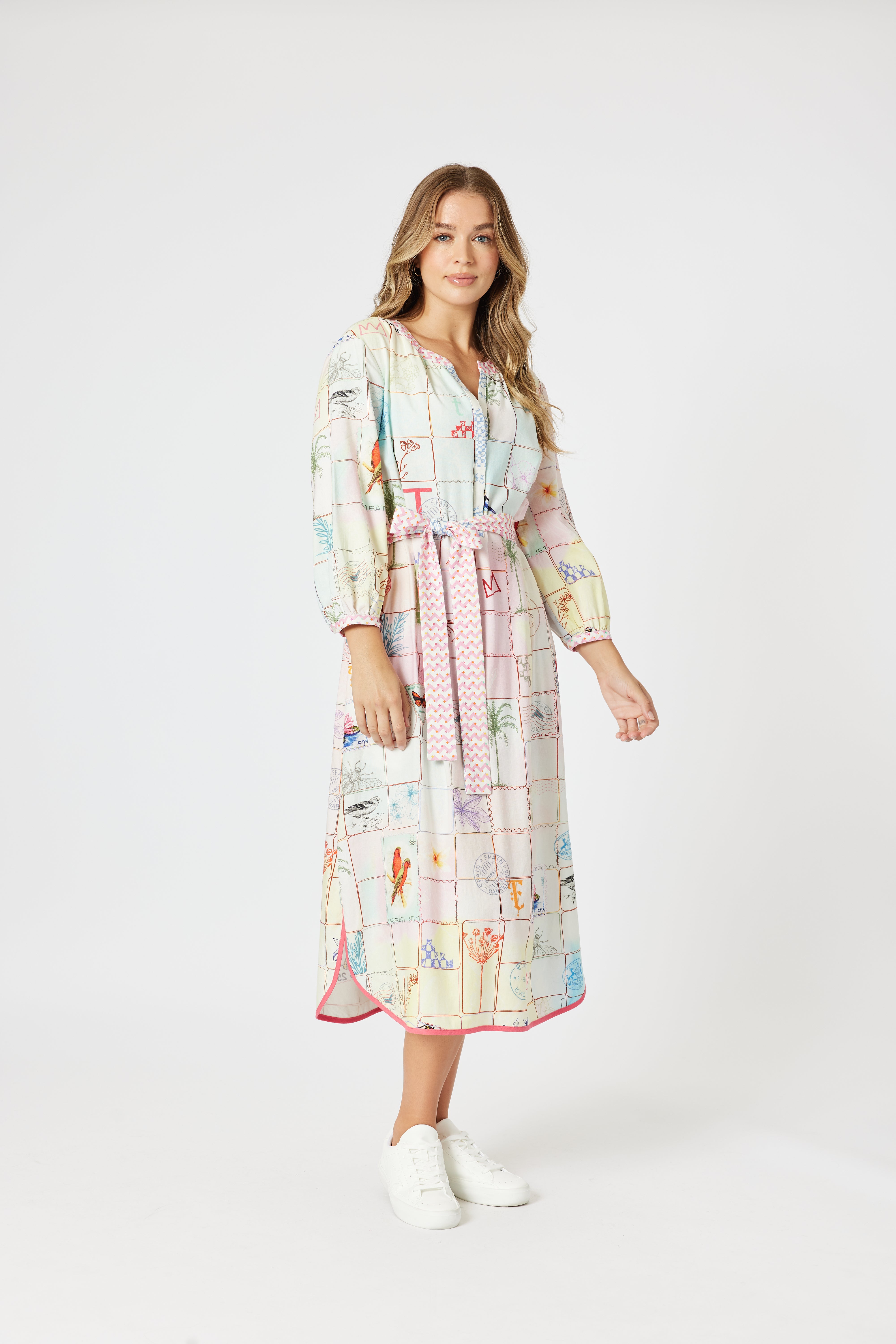 Collection of Threadz Capri Print Dress - Pastel Multi in a gallery layout