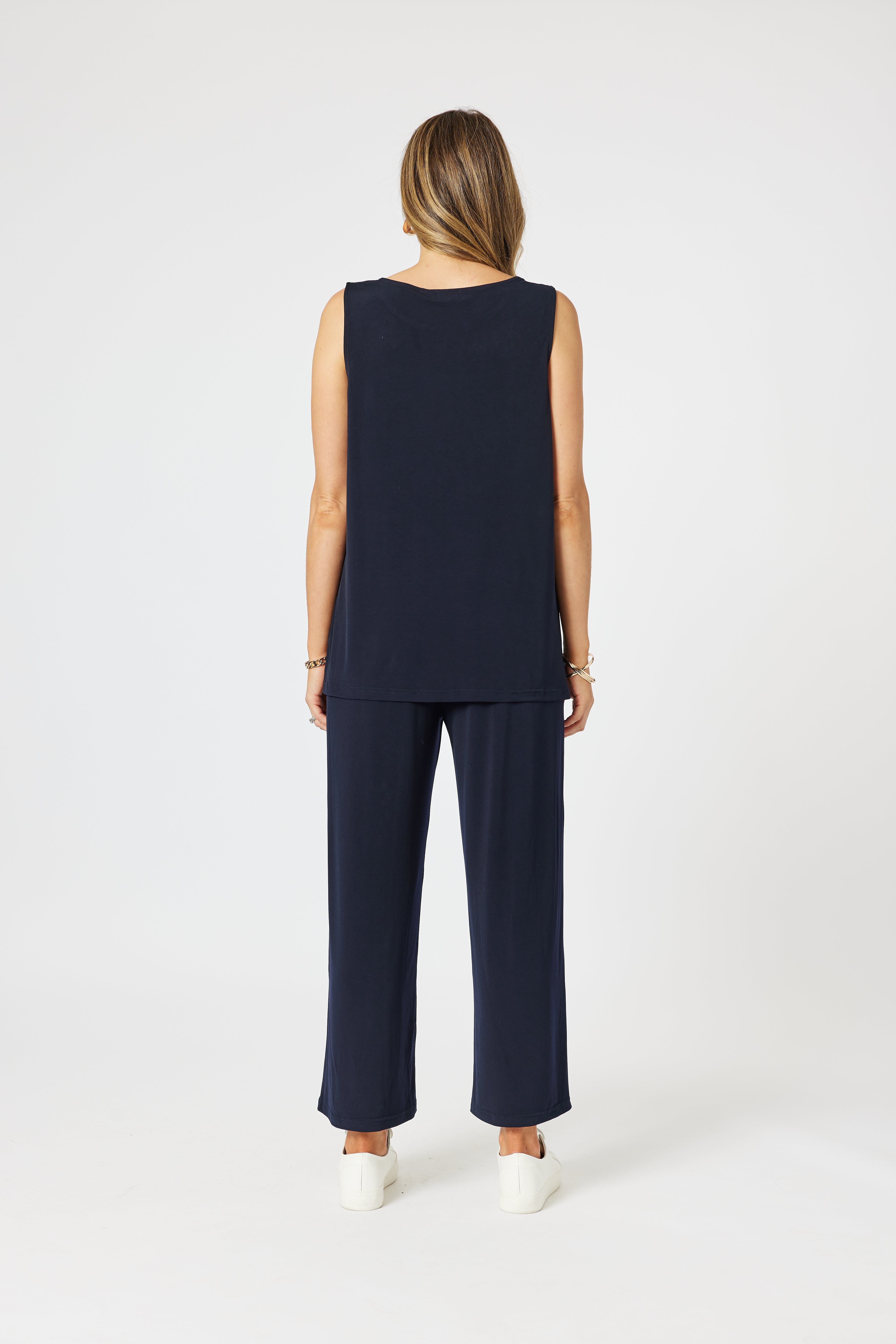 Collection of Clarity Travel Jersey Wide Leg Pant - Navy in a gallery layout