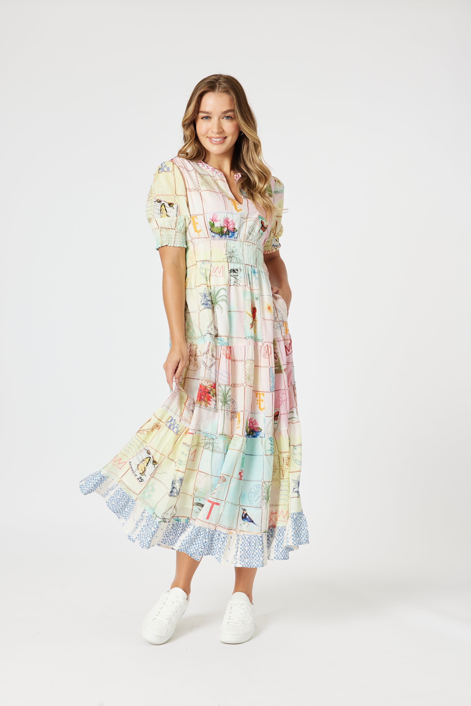 Threadz Capri Print Maxi Dress - Pastel Multi