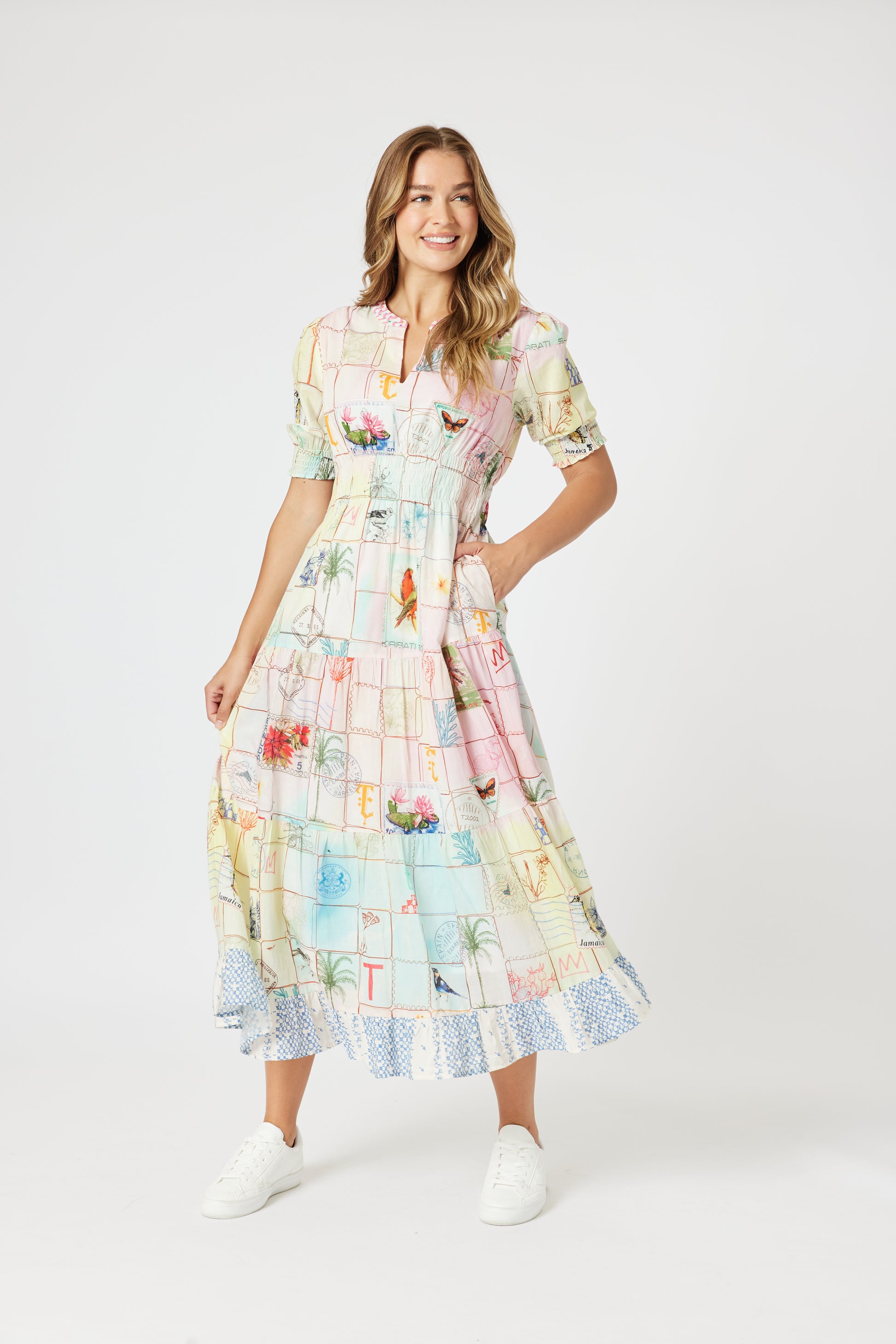 Threadz Capri Print Maxi Dress - Pastel Multi