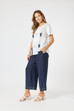 Collection of Clarity Geometric Top - White/ Navy in a gallery layout