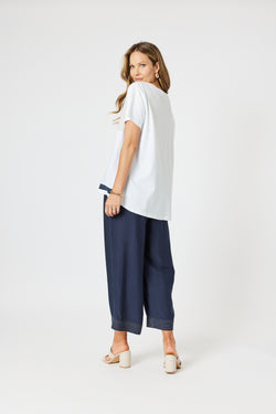 Collection of Clarity Geometric Top - White/ Navy in a gallery layout