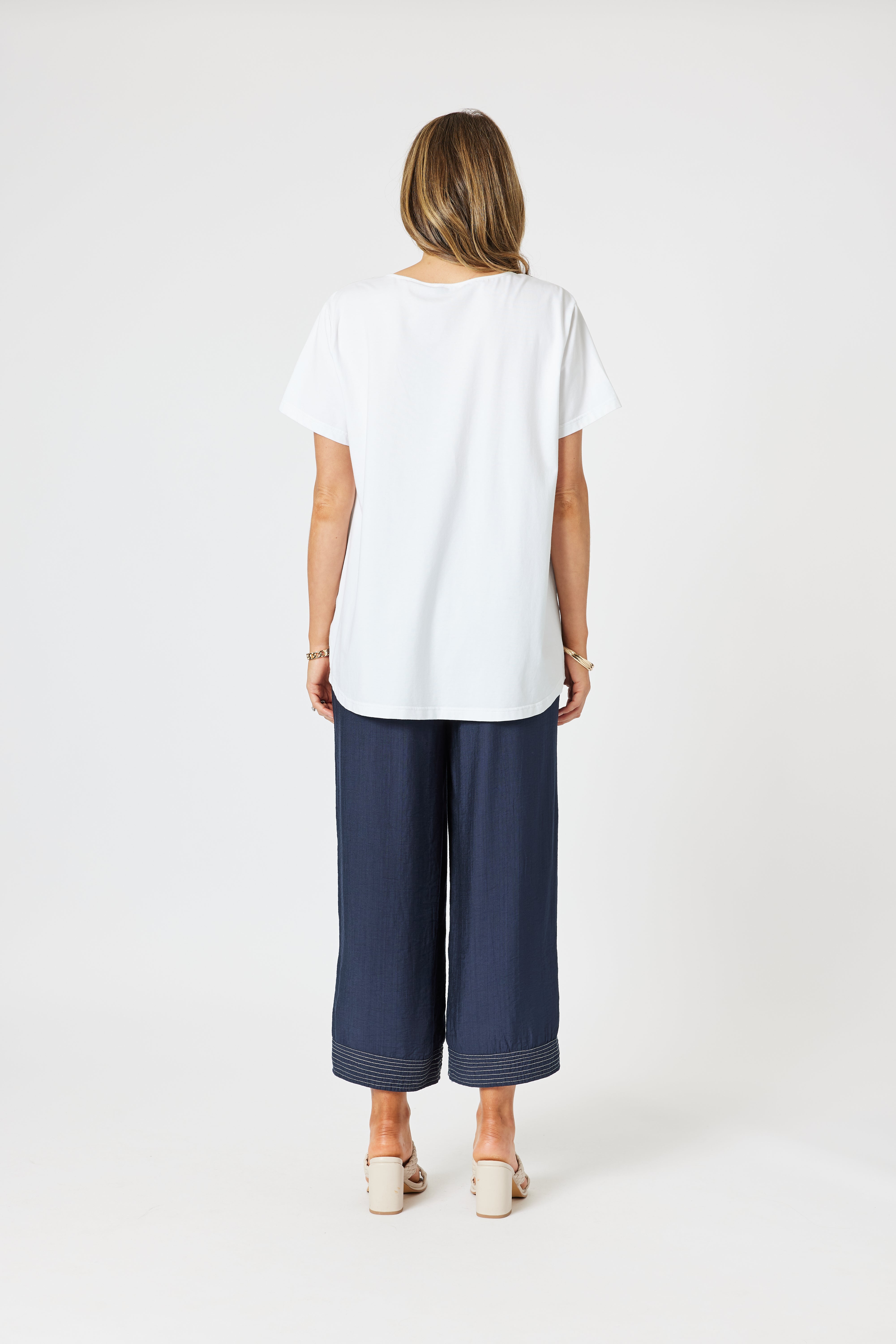 Collection of Clarity Geometric Top - White/ Navy in a gallery layout