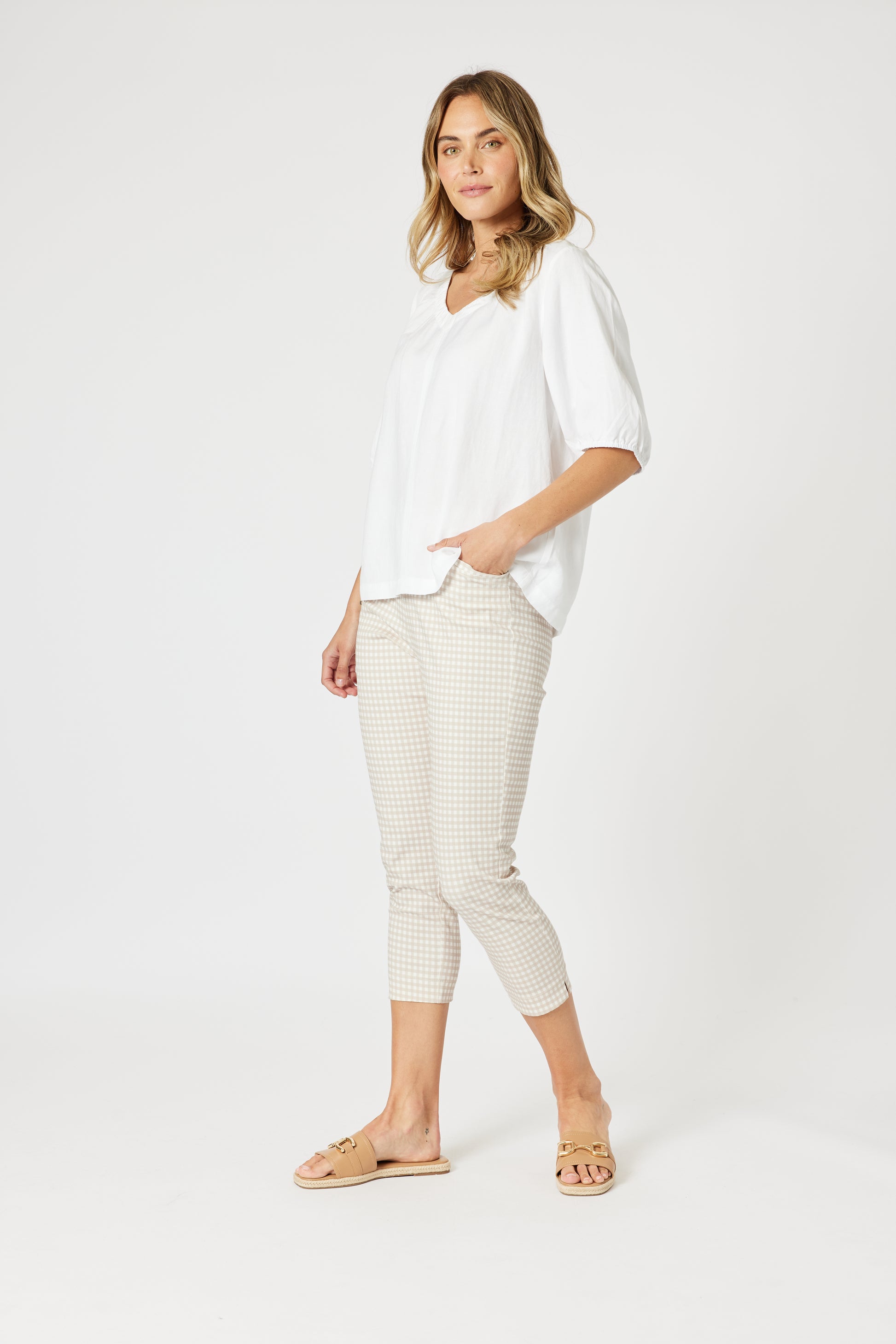 Gordon Smith Lino V Neck Top - White