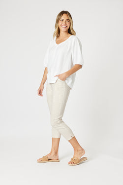 Collection of Gordon Smith Lino V Neck Top - White in a gallery layout