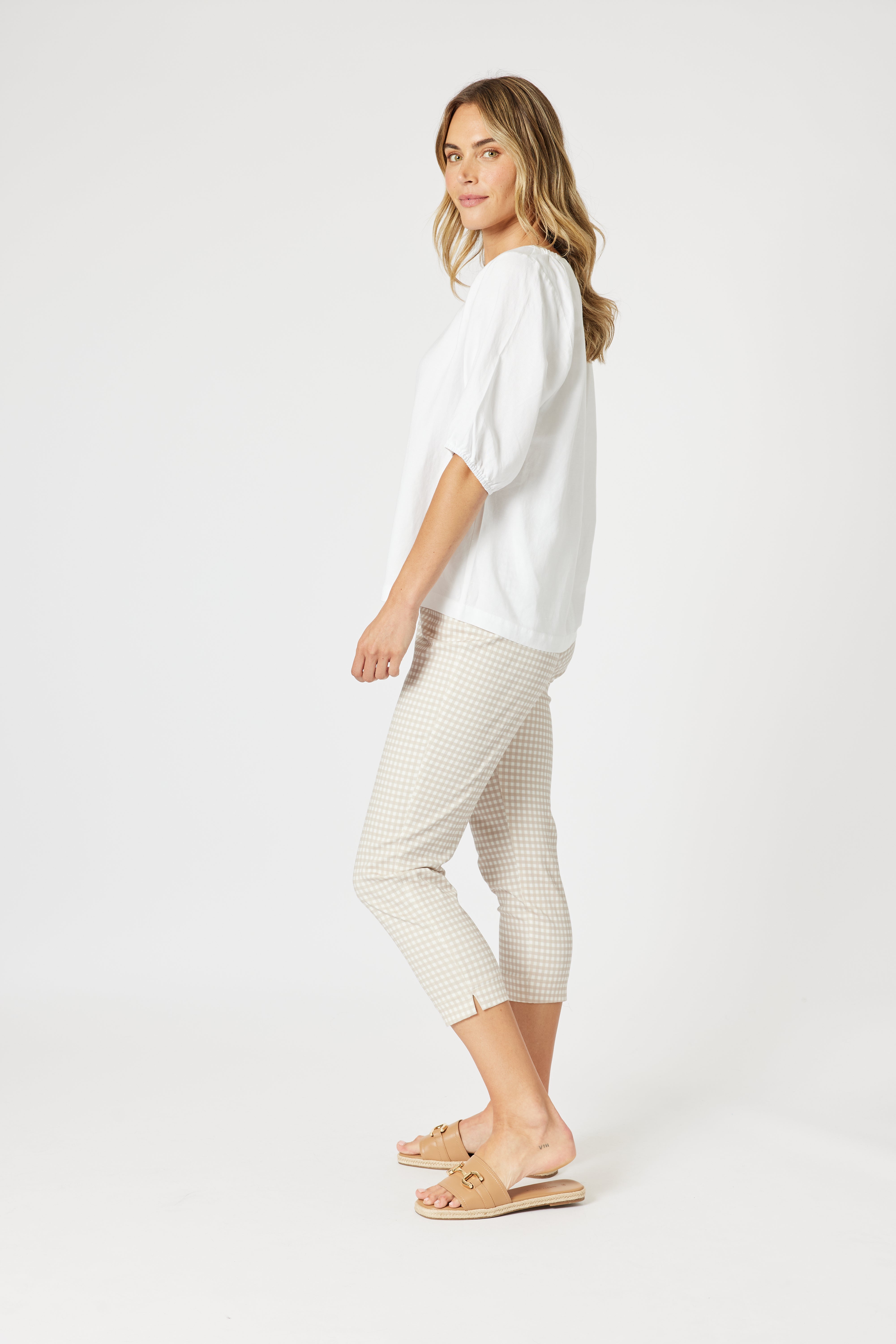 Image of Gordon Smith Lino V Neck Top - White