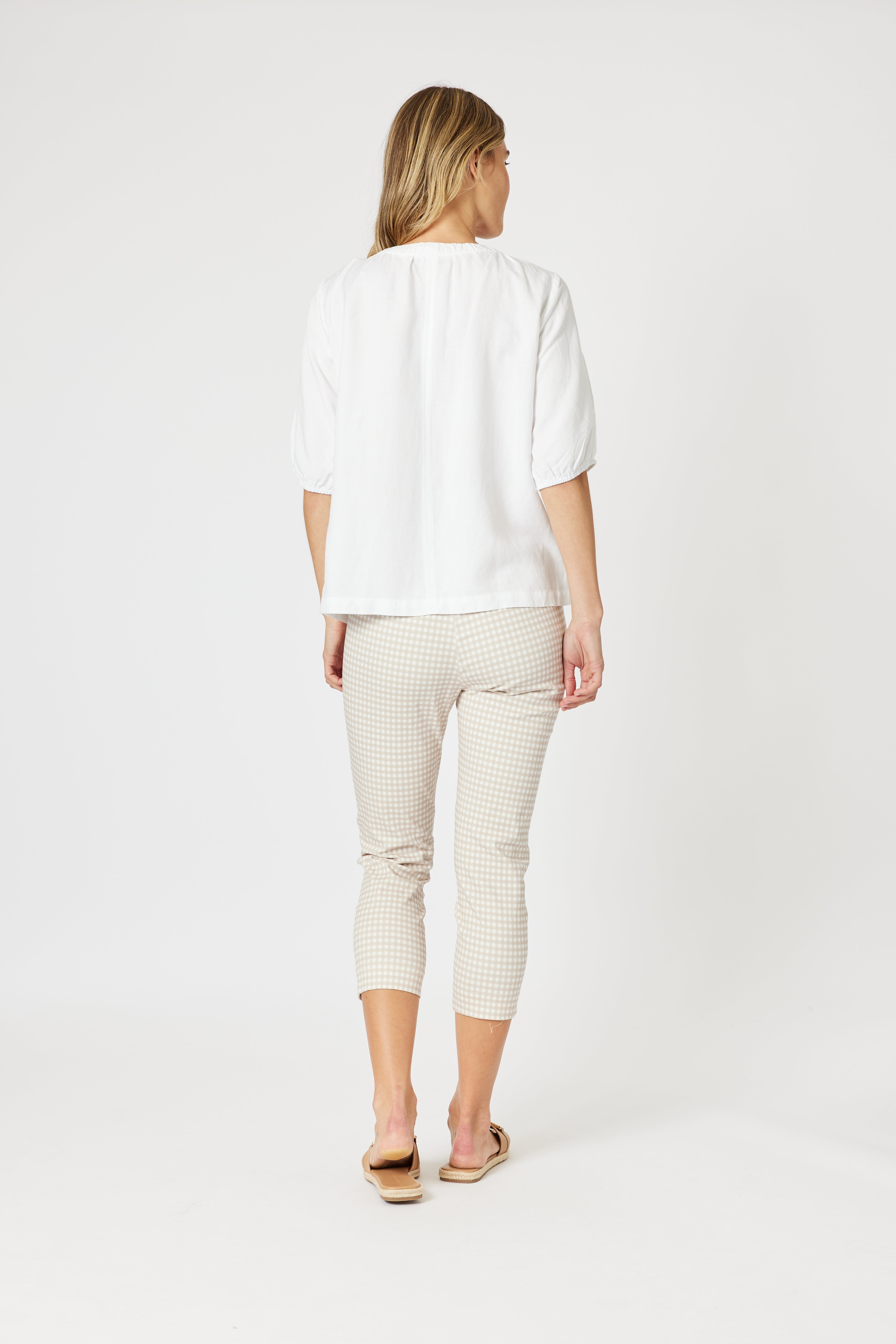 Image of Gordon Smith Lino V Neck Top - White