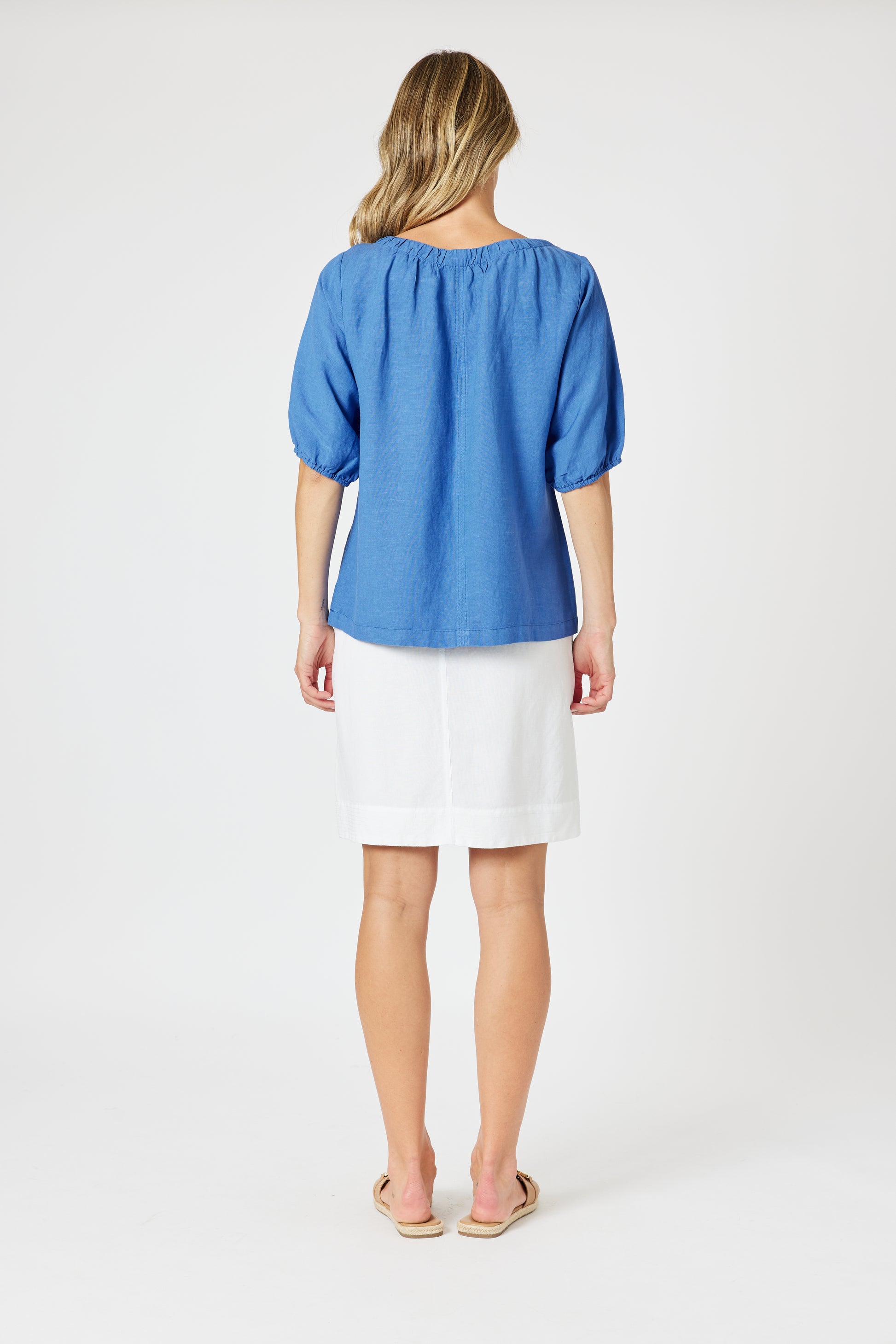 Gordon Smith Lino V Neck Top - Sardina Blue
