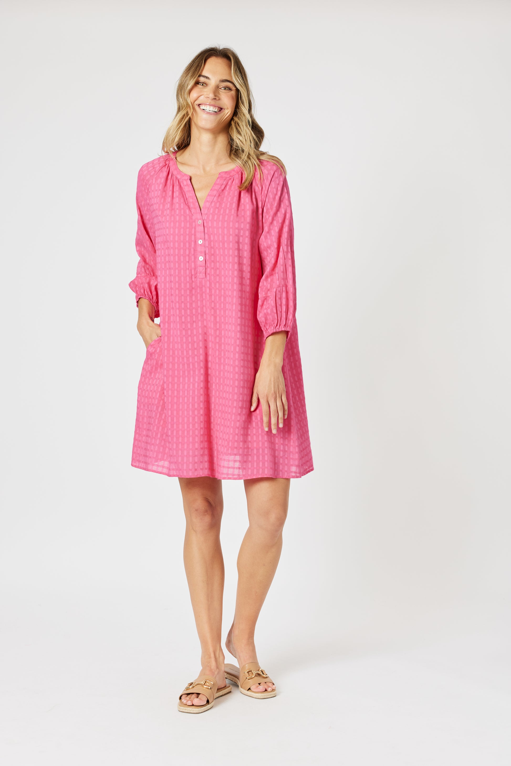 Gordon Smith Mykonos Check Dress - Peony
