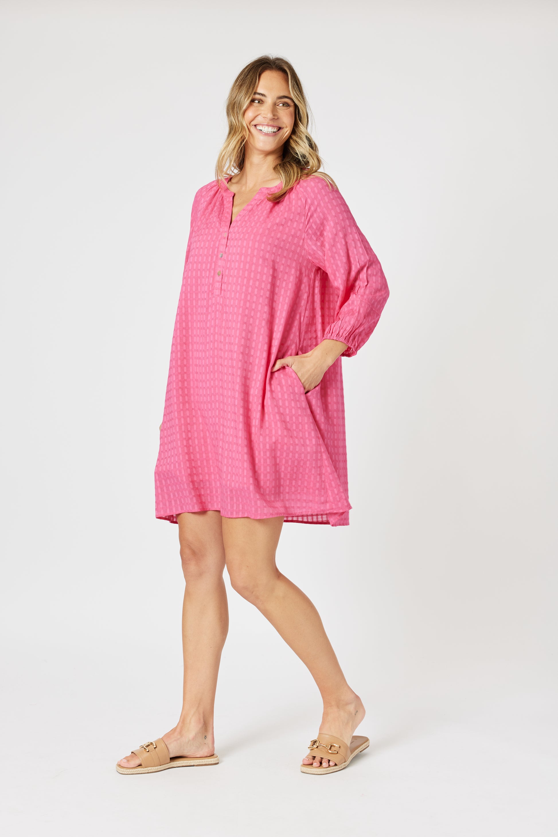 Gordon Smith Mykonos Check Dress - Peony