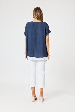 Collection of Clarity Palma Side Button 2 in 1 - Navy/ White in a gallery layout