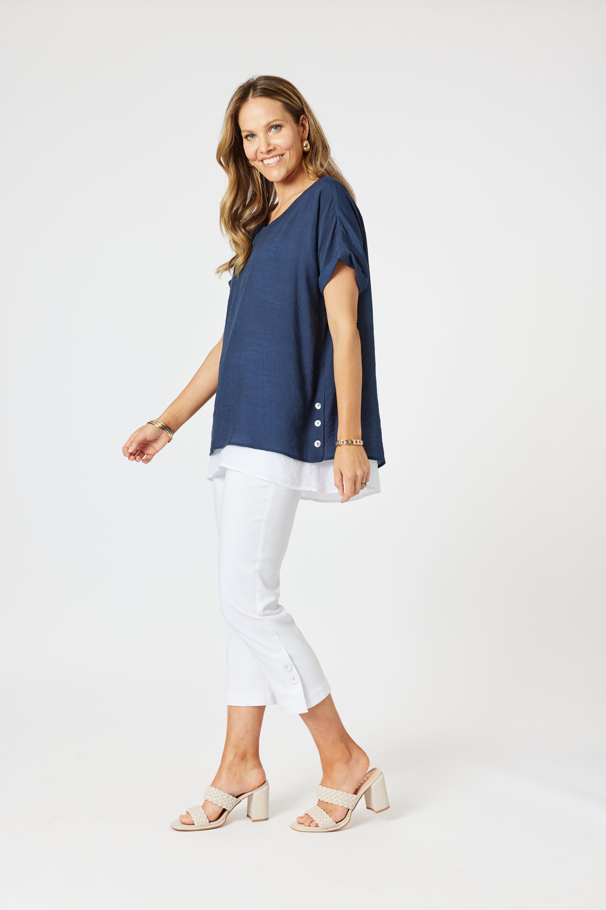 Clarity Palma Side Button 2 in 1 - Navy/ White