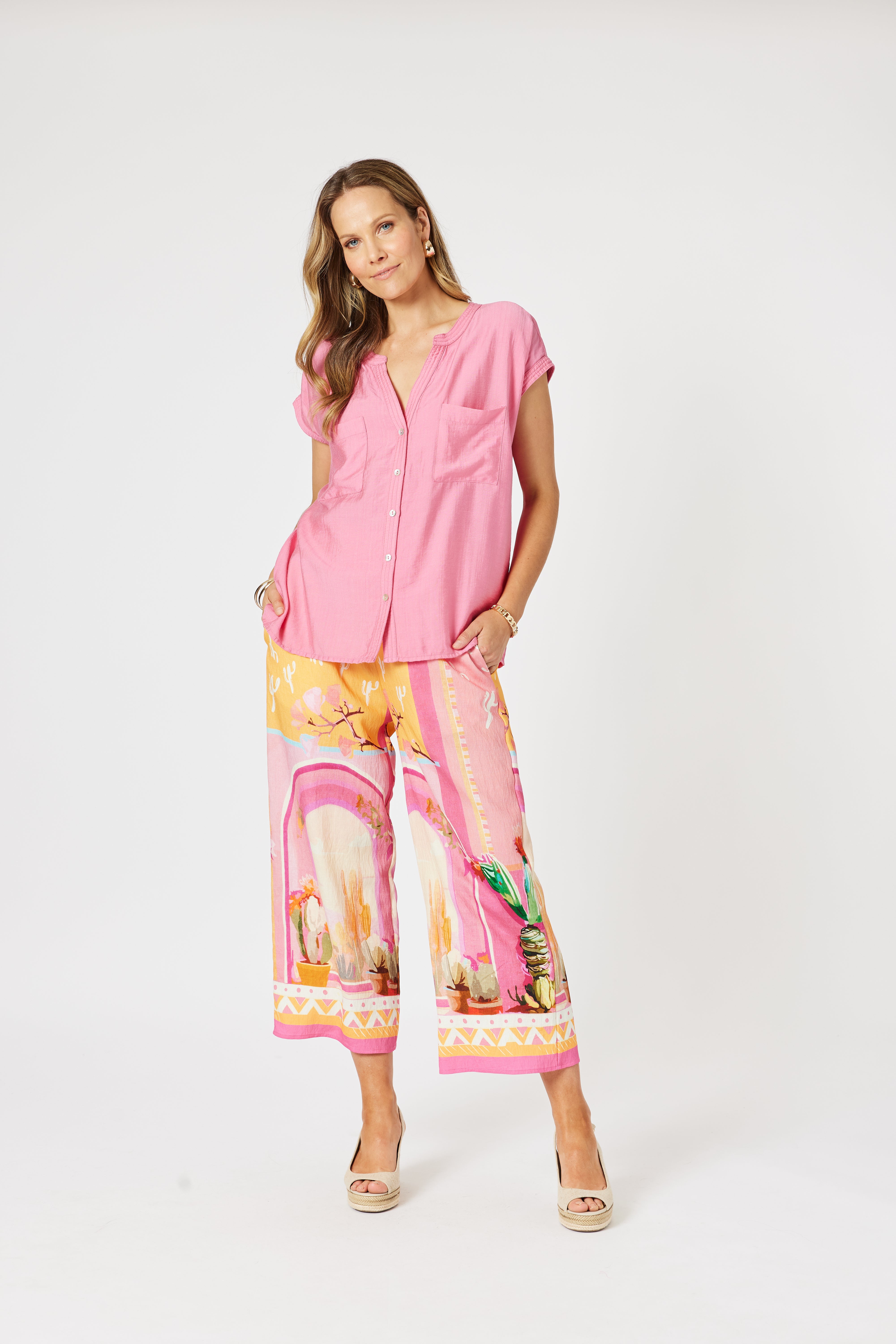 Collection of Clarity The Tulum Pant - Pink/Multi in a gallery layout