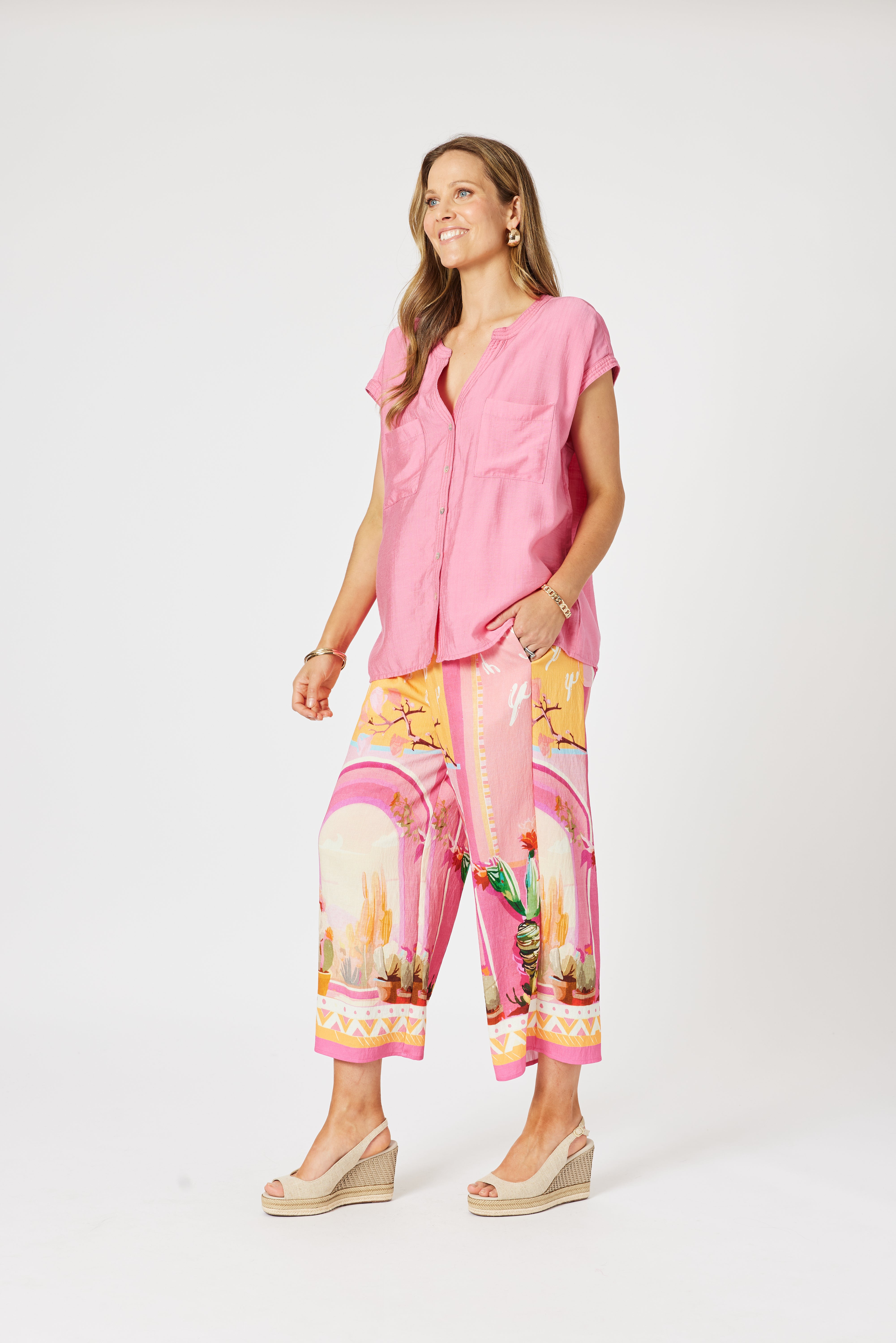 Collection of Clarity The Tulum Pant - Pink/Multi in a gallery layout