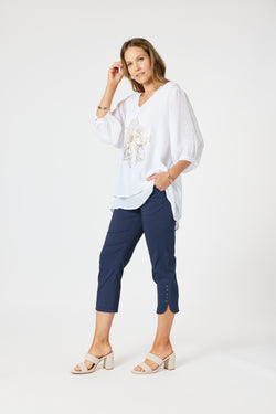 Collection of Clarity Flower 2 in 1 Top - White/ Gold in a gallery layout
