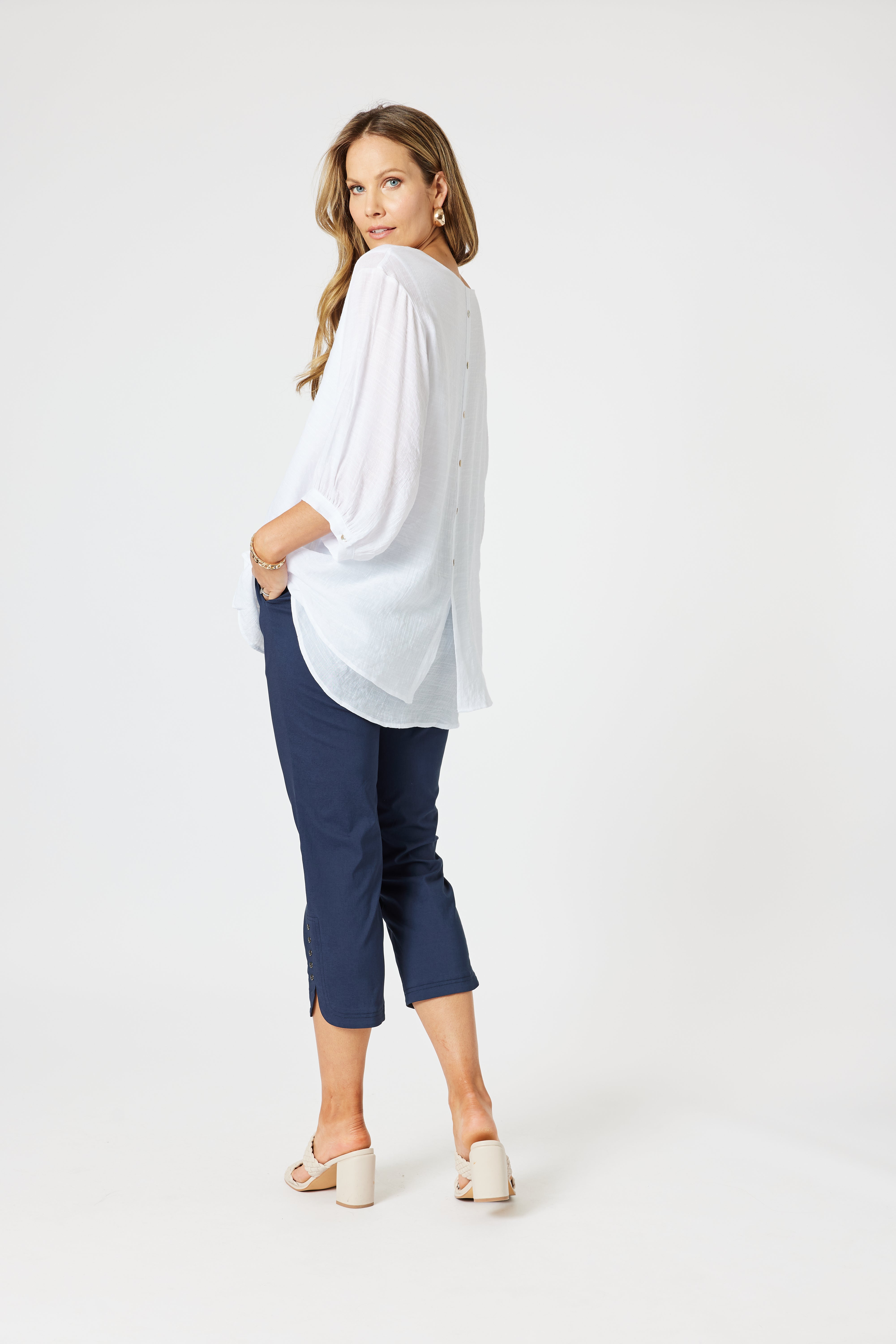 Collection of Clarity Flower 2 in 1 Top - White/ Gold in a gallery layout