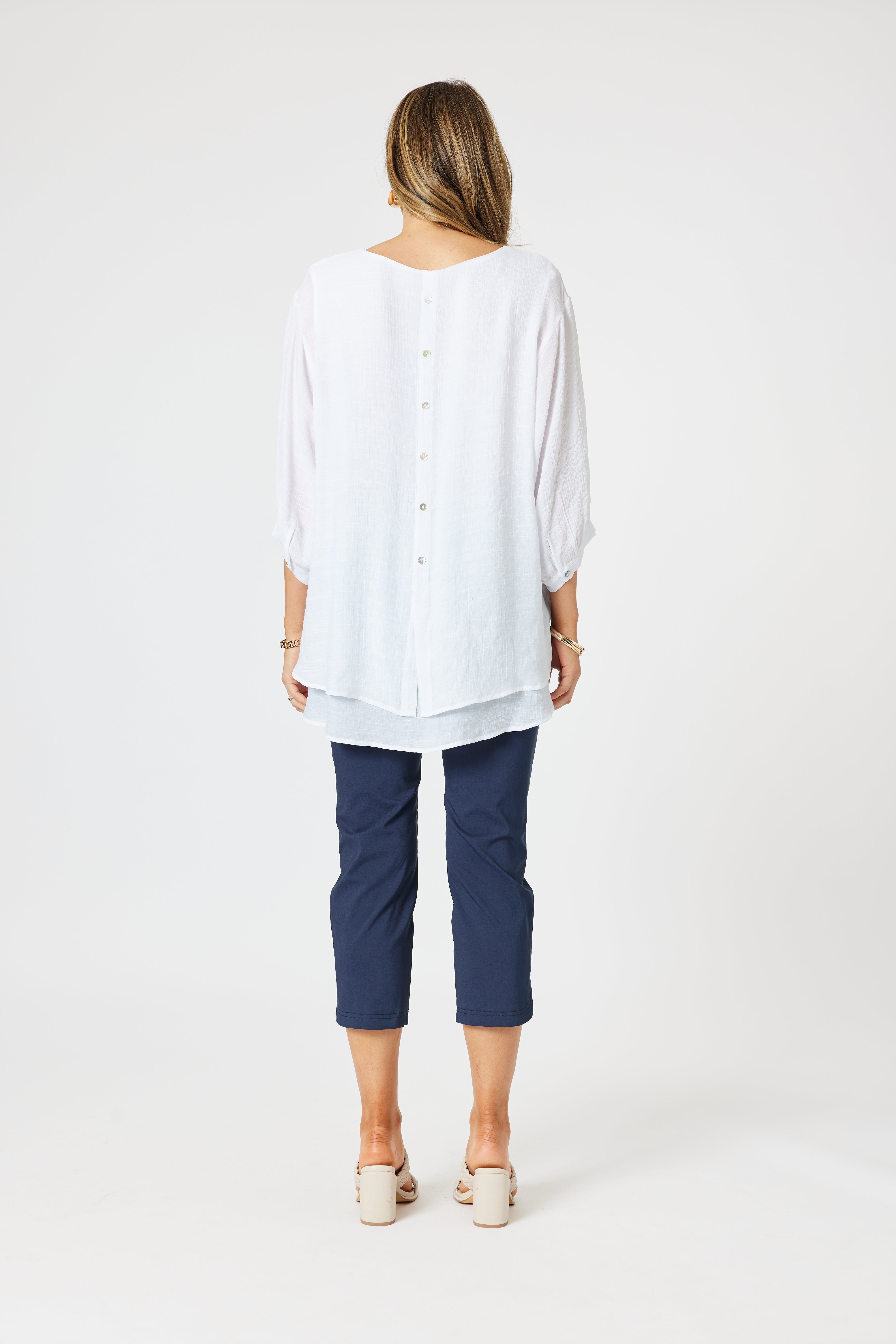 Collection of Clarity Flower 2 in 1 Top - White/ Gold in a gallery layout