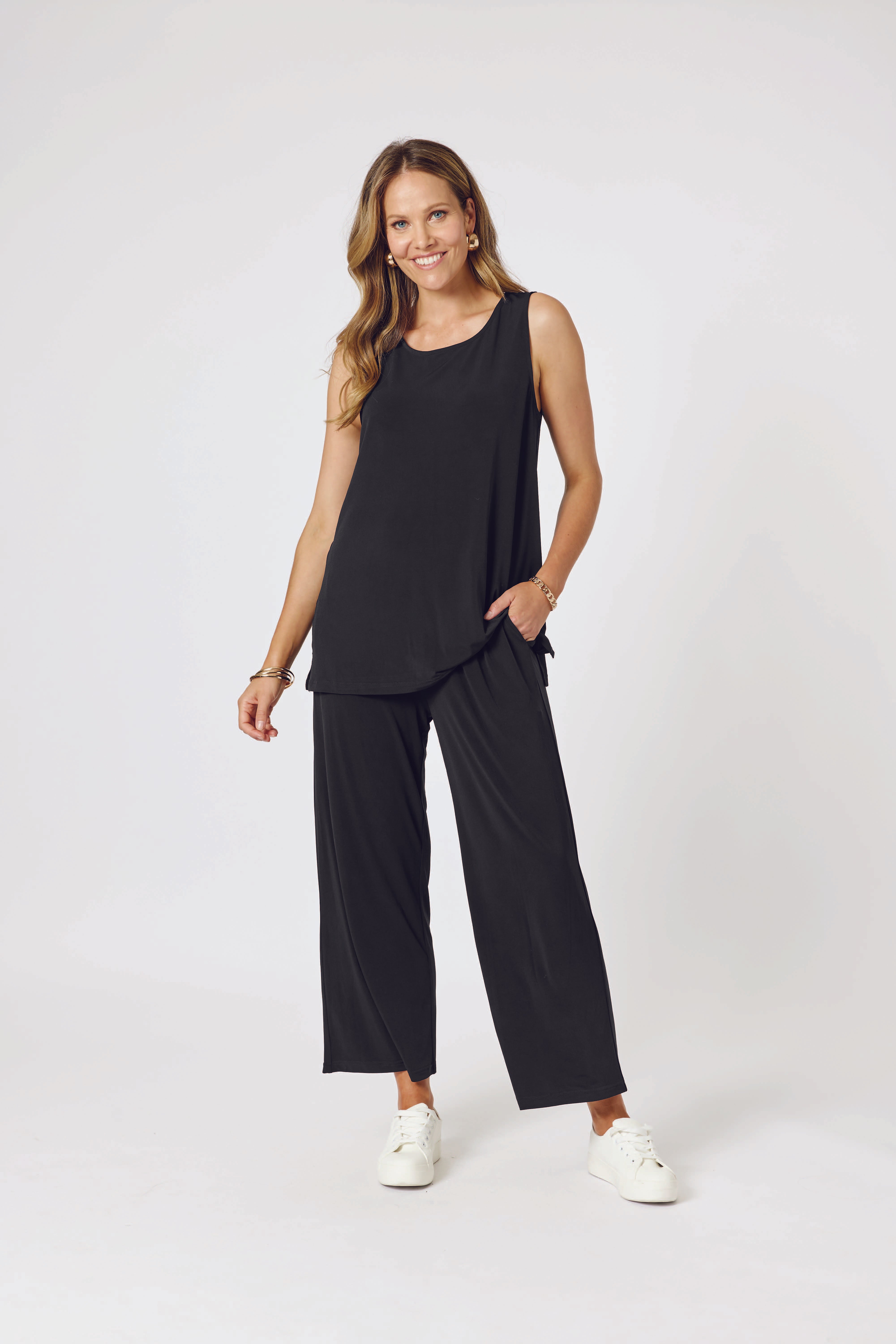 Collection of Clarity Basic Travel Jersey Tank - Black in a gallery layout