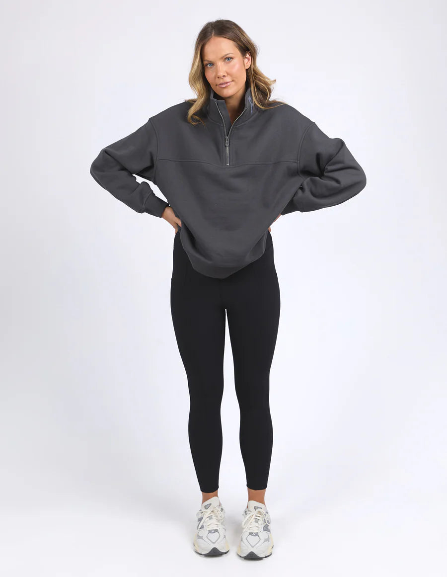 Collection of Foxwood College Zip Crew - Charcoal in a gallery layout