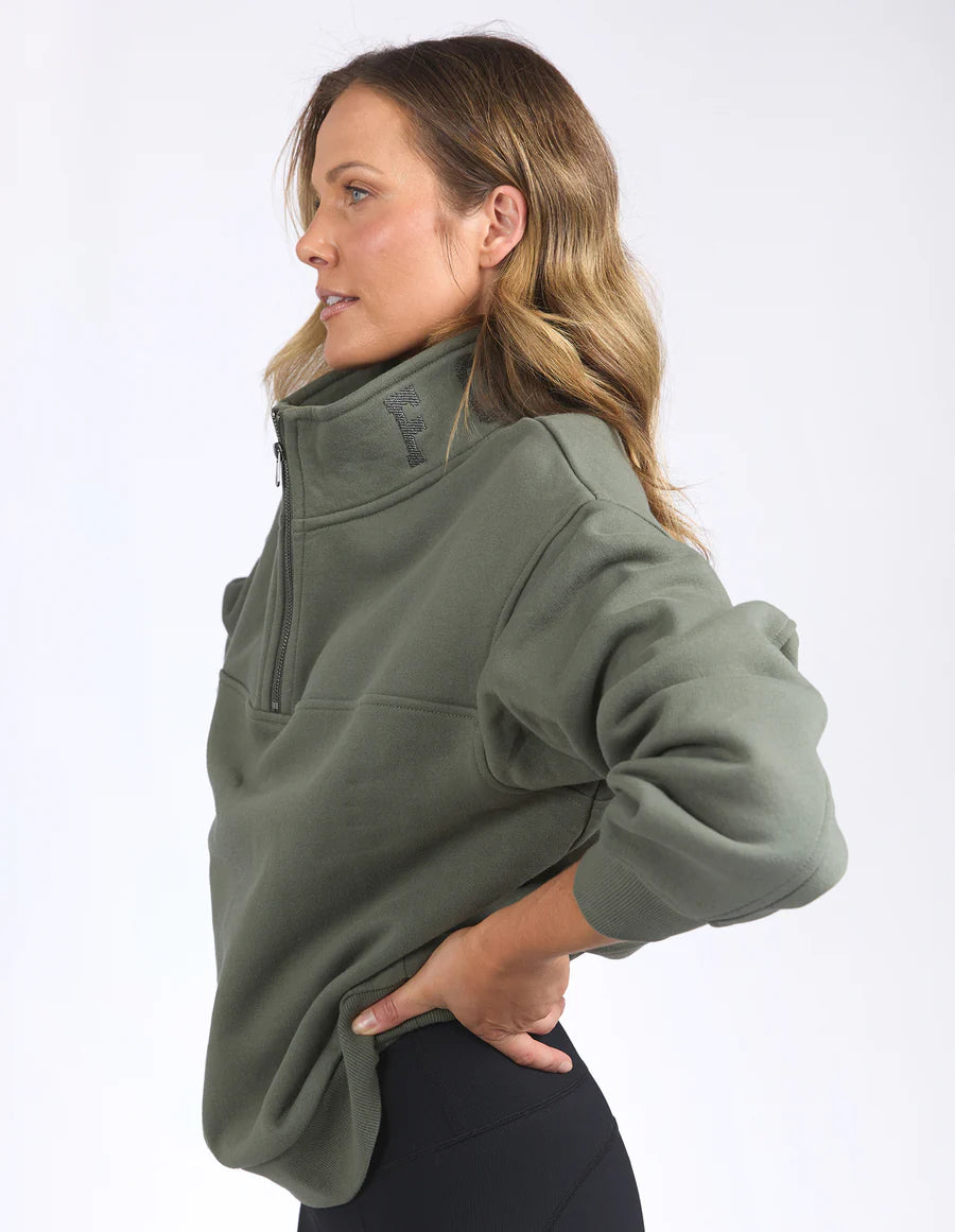 Collection of Foxwood College Zip Crew - Khaki in a gallery layout