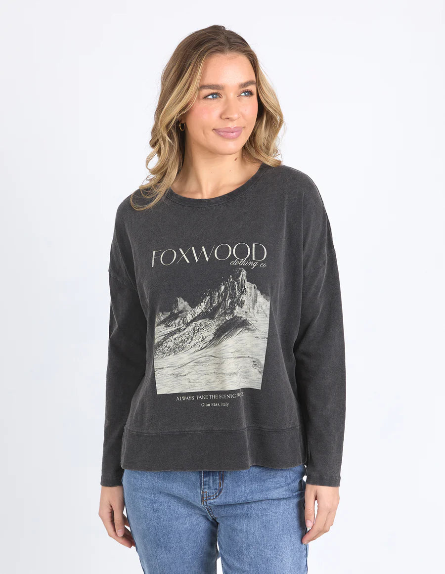 Foxwood Scenic Route Long Sleeve Tee - Washed Black