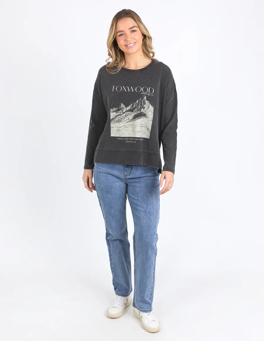 Foxwood Scenic Route Long Sleeve Tee - Washed Black