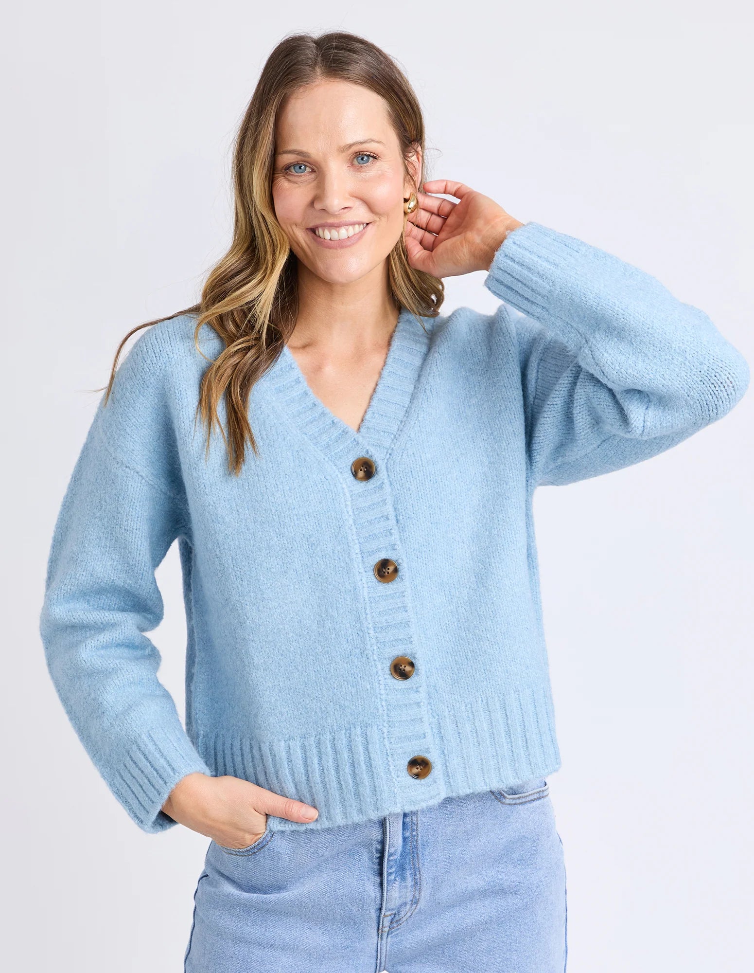 Foxwood Jensen Button Cardi - Celestial Blue