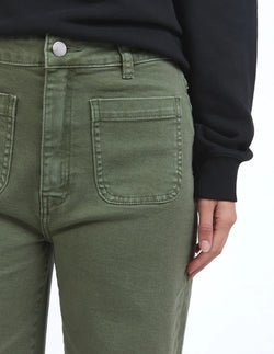 Collection of Foxwood Sarah Wide Leg Jean - Washed Green in a gallery layout