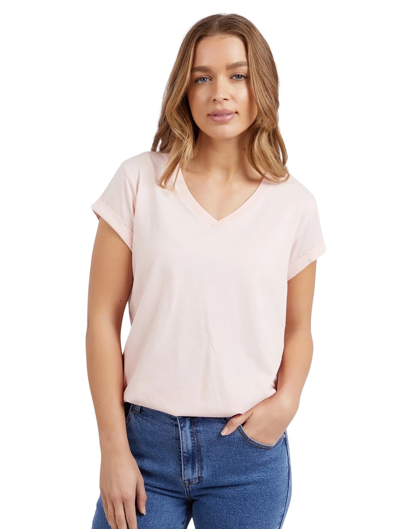 Foxwood Manly Vee Tee - Peach Pink