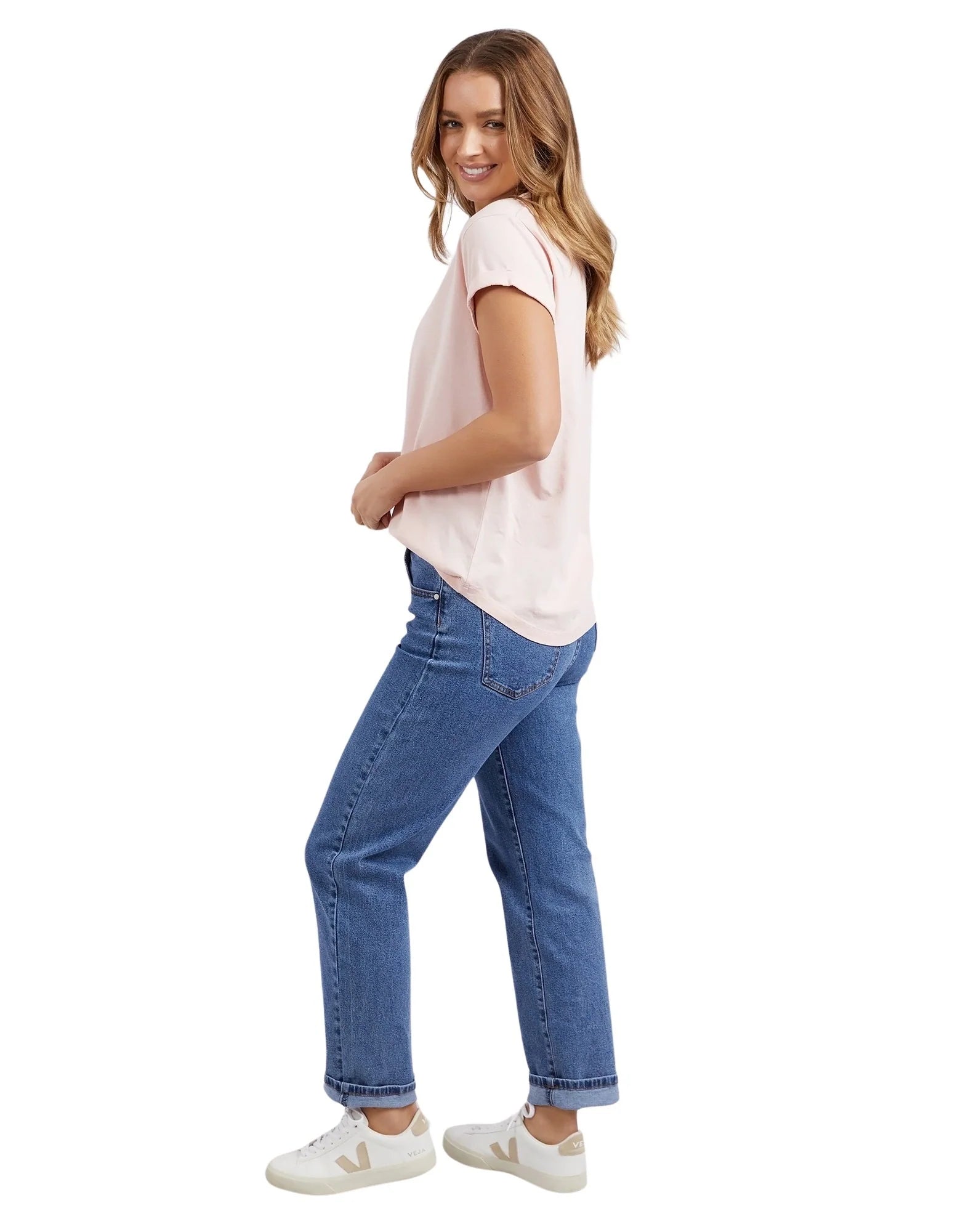 Collection of Foxwood Manly Vee Tee - Peach Pink in a gallery layout