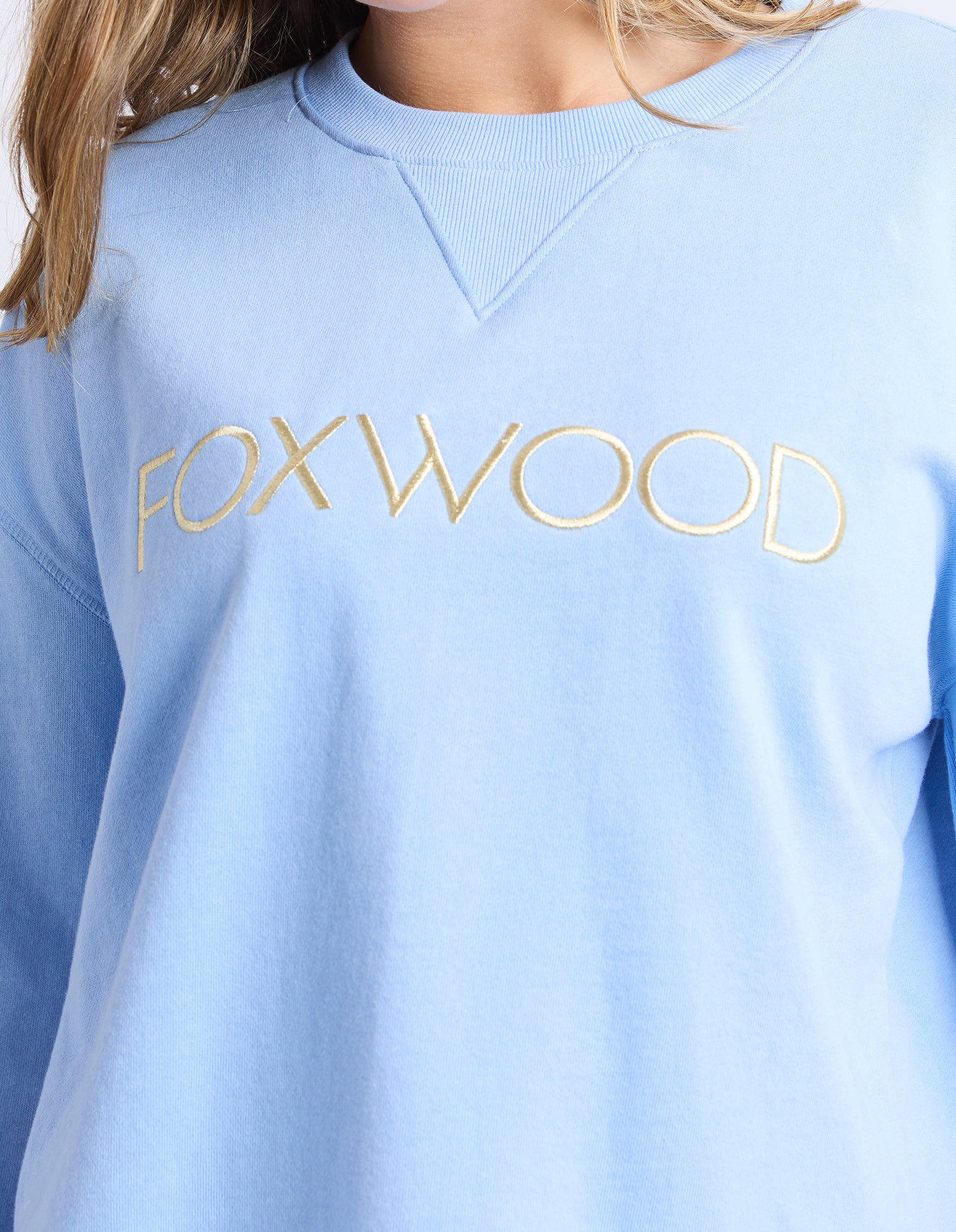 Image of Foxwood Simplified Metallic Crew - Blue/Lemon