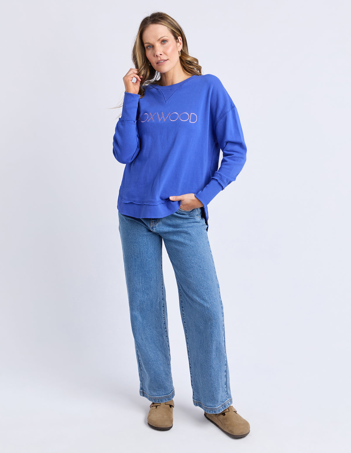 Foxwood Simplified Metallic Crew - Blue