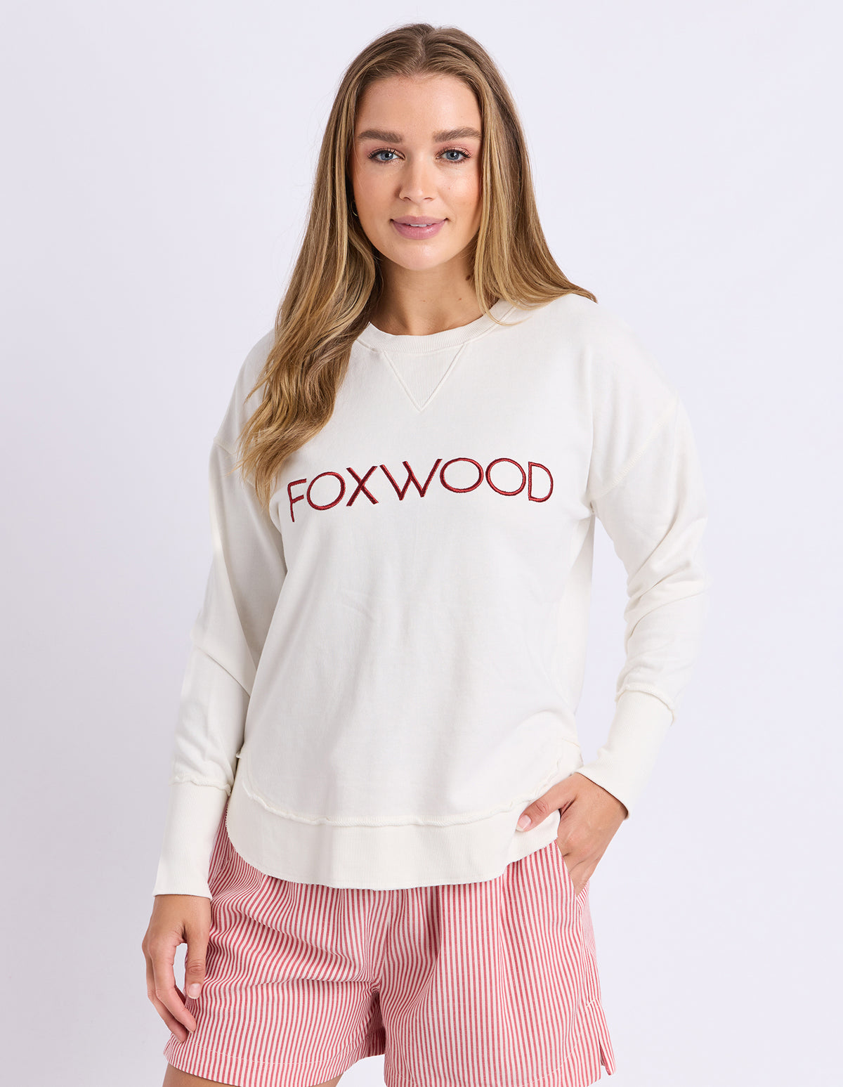 Foxwood Simplified Metallic Crew - Ecru